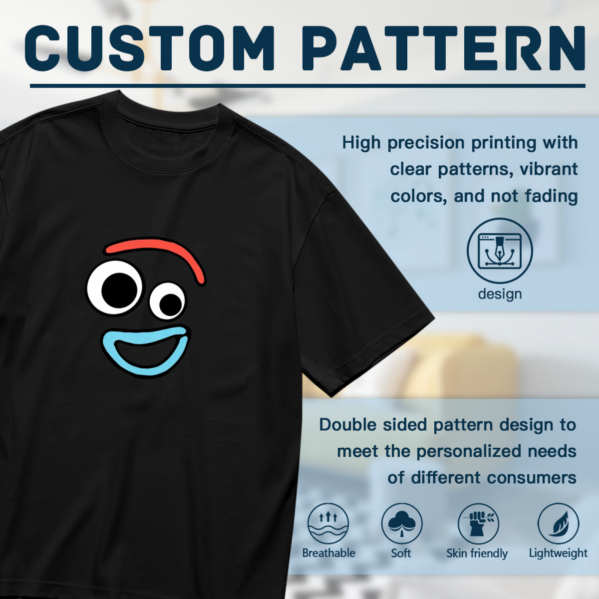 Funny Big?Eyed Cartoon Face Fun Print Plus Size Ladies T?Shirt