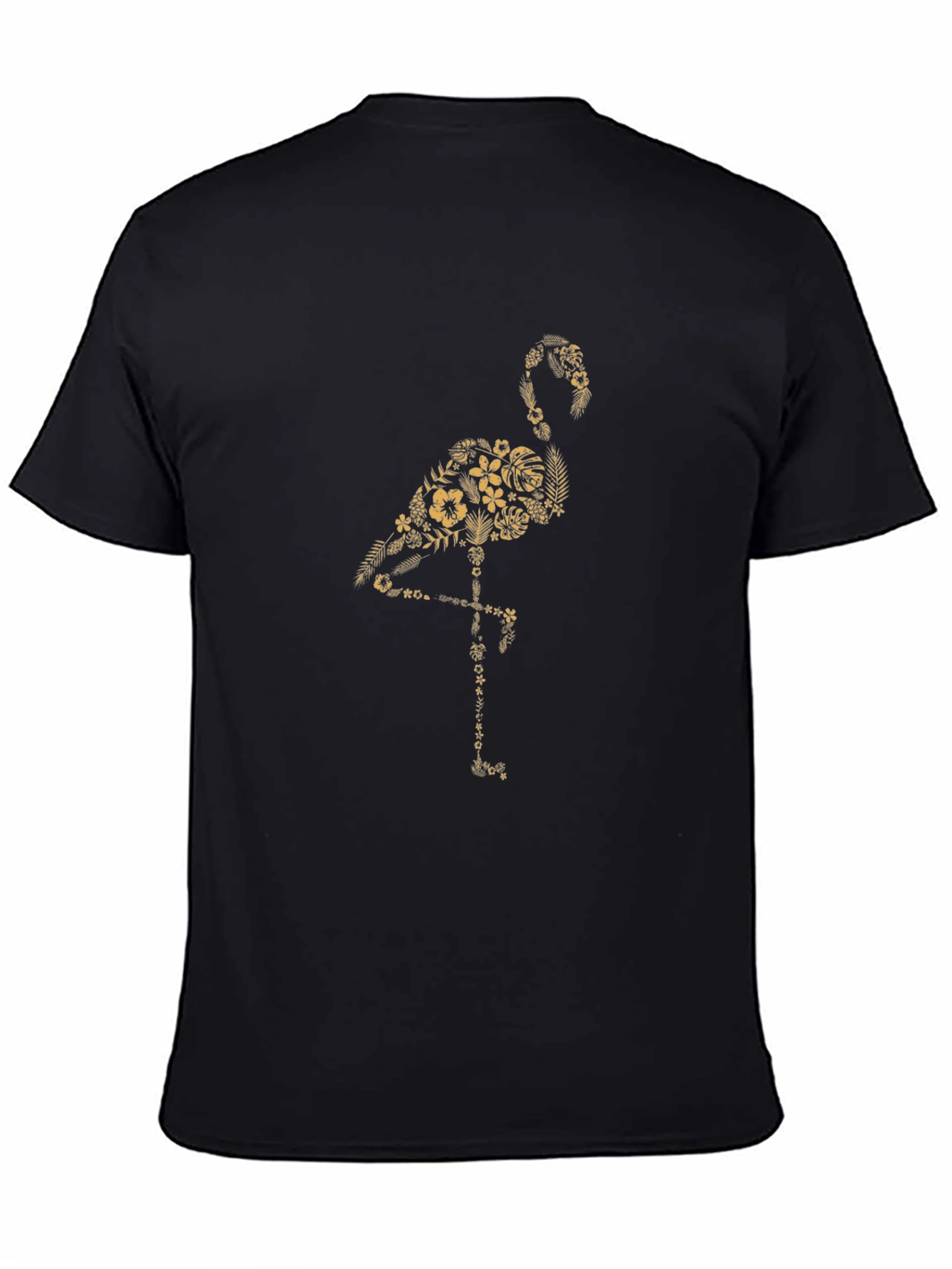 Floral Flamingo Graphic Black T-Shirt