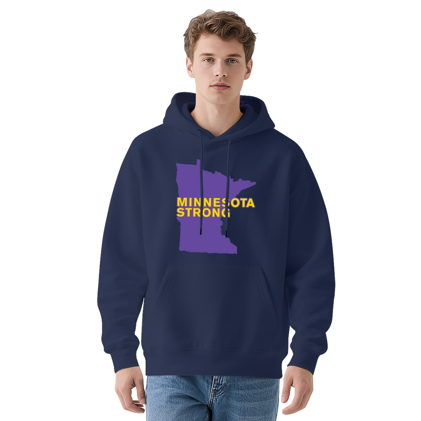 Minnesota Strong Map White Hoodie, Cozy Relax Fit For All