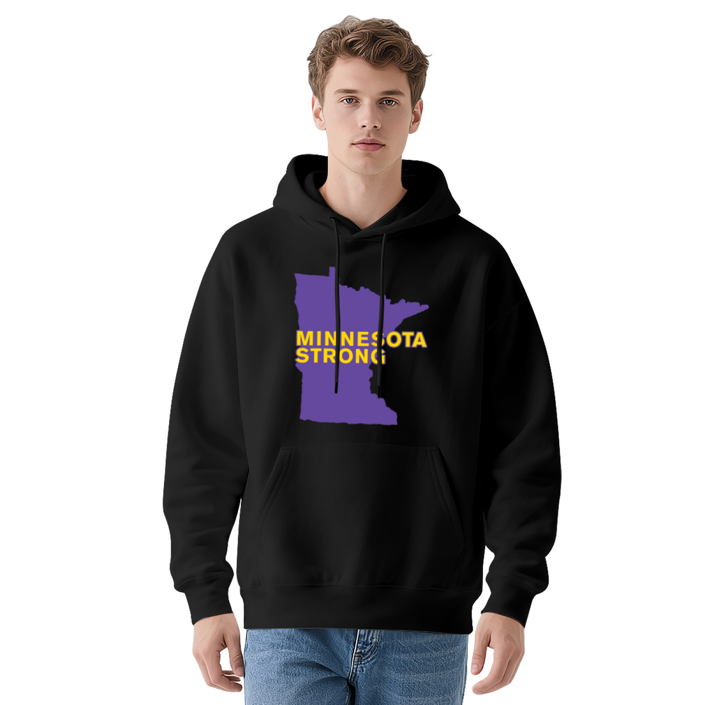 Minnesota Strong Map White Hoodie, Cozy Relax Fit For All