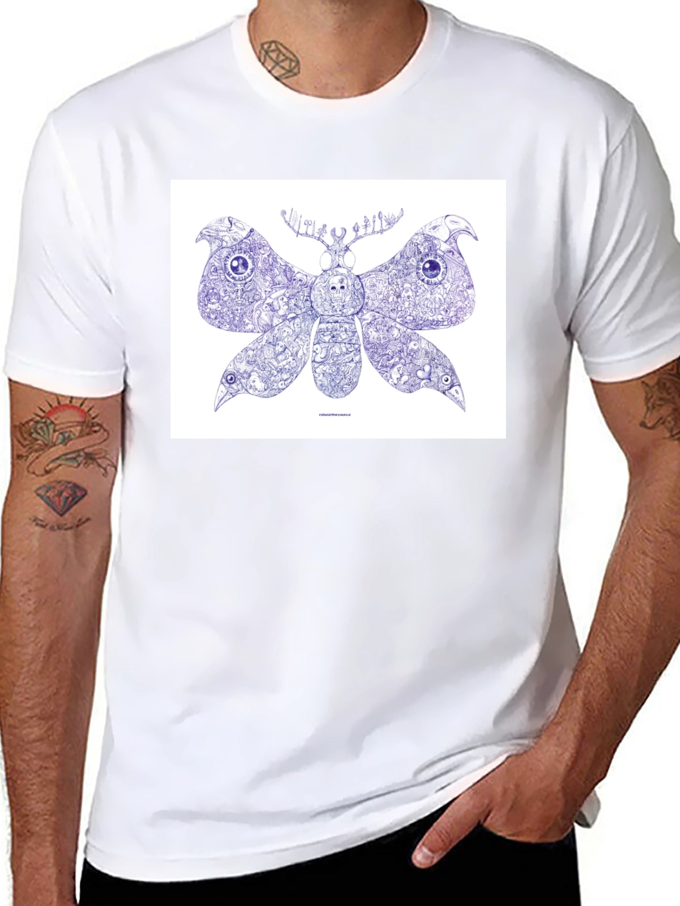 Moth Graphic Tee - Black Cotton