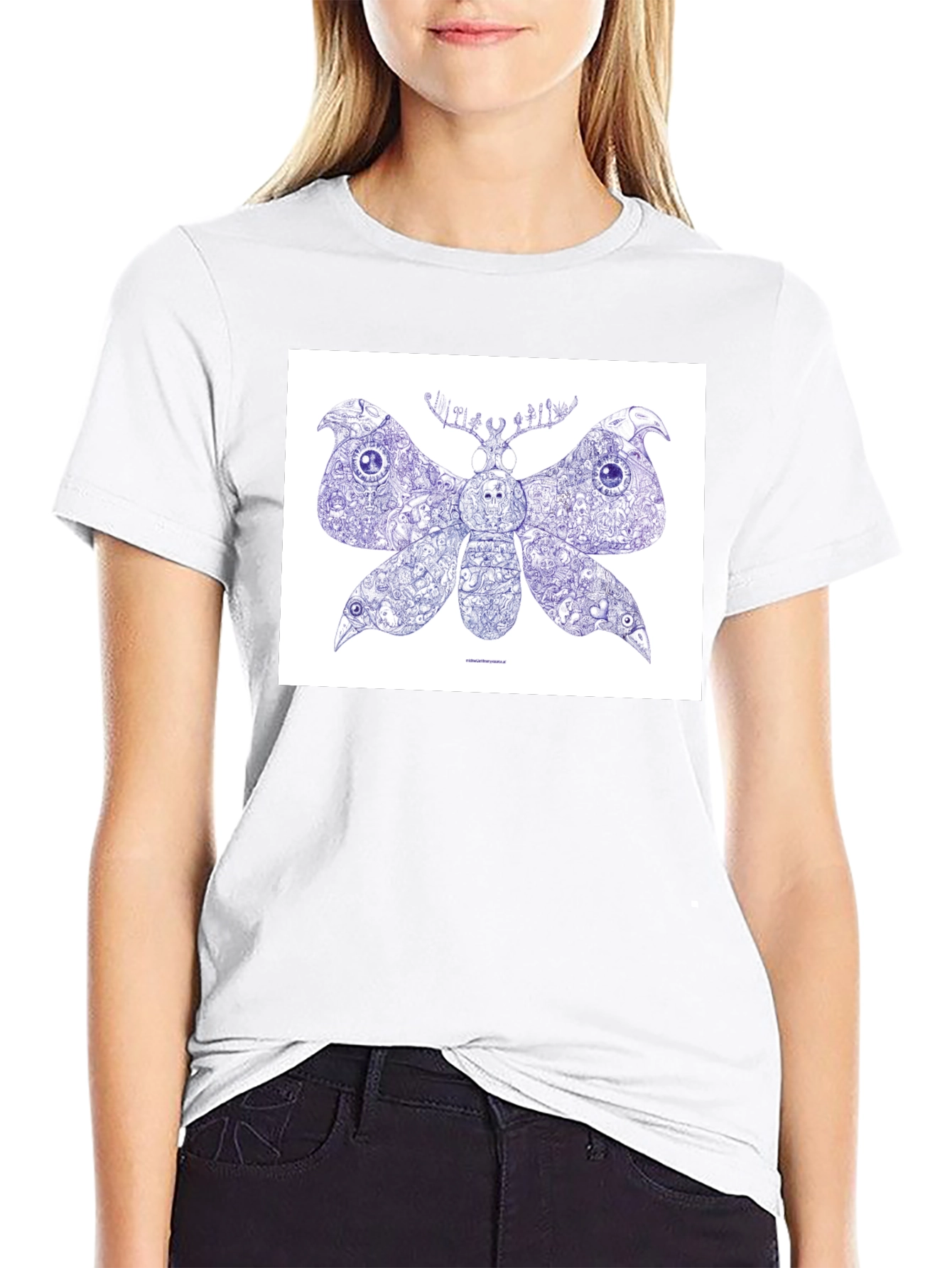 Moth Graphic Tee - Black Cotton
