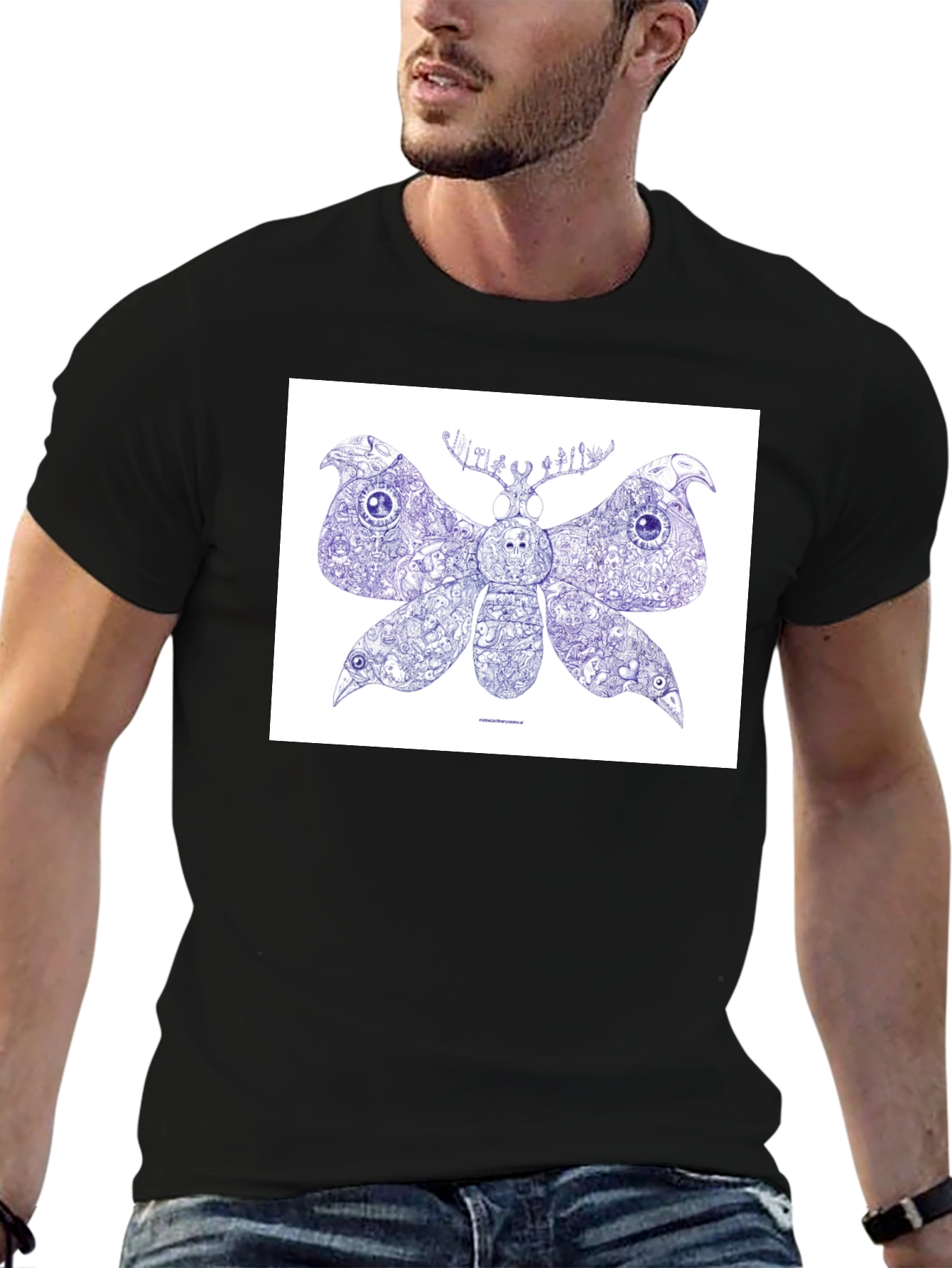 Moth Graphic Tee - Black Cotton