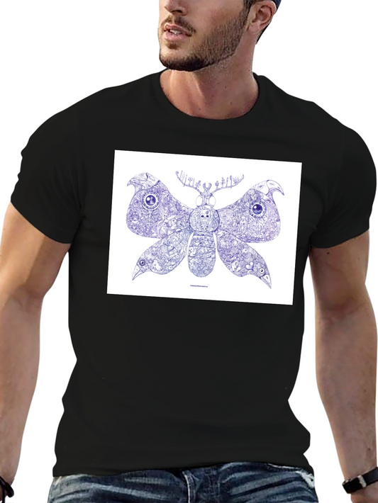 Moth Graphic Tee - Black Cotton