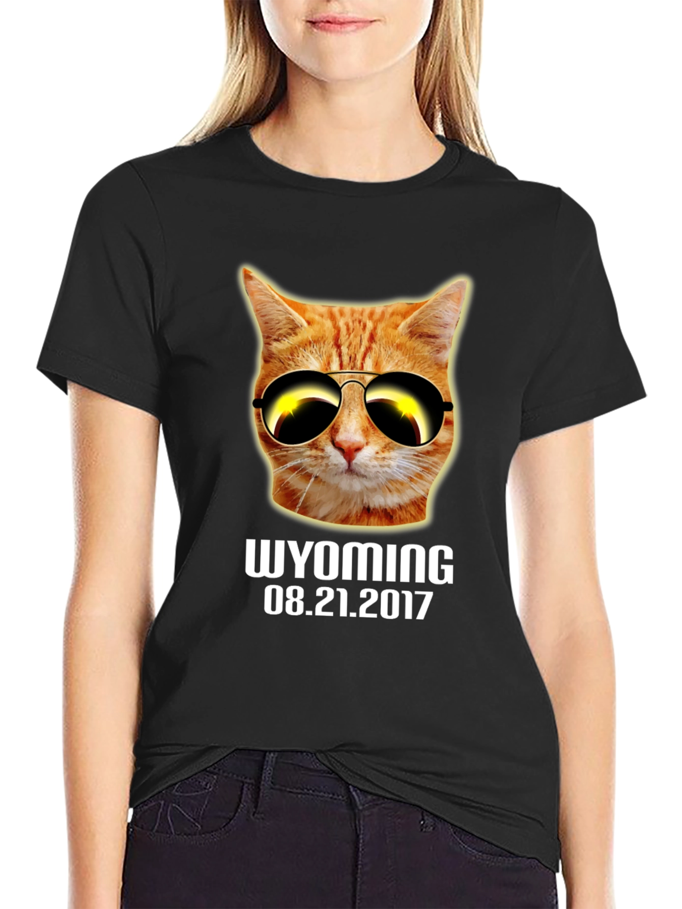 Wyoming 2017 Total Solar Eclipse Cat T-Shirt