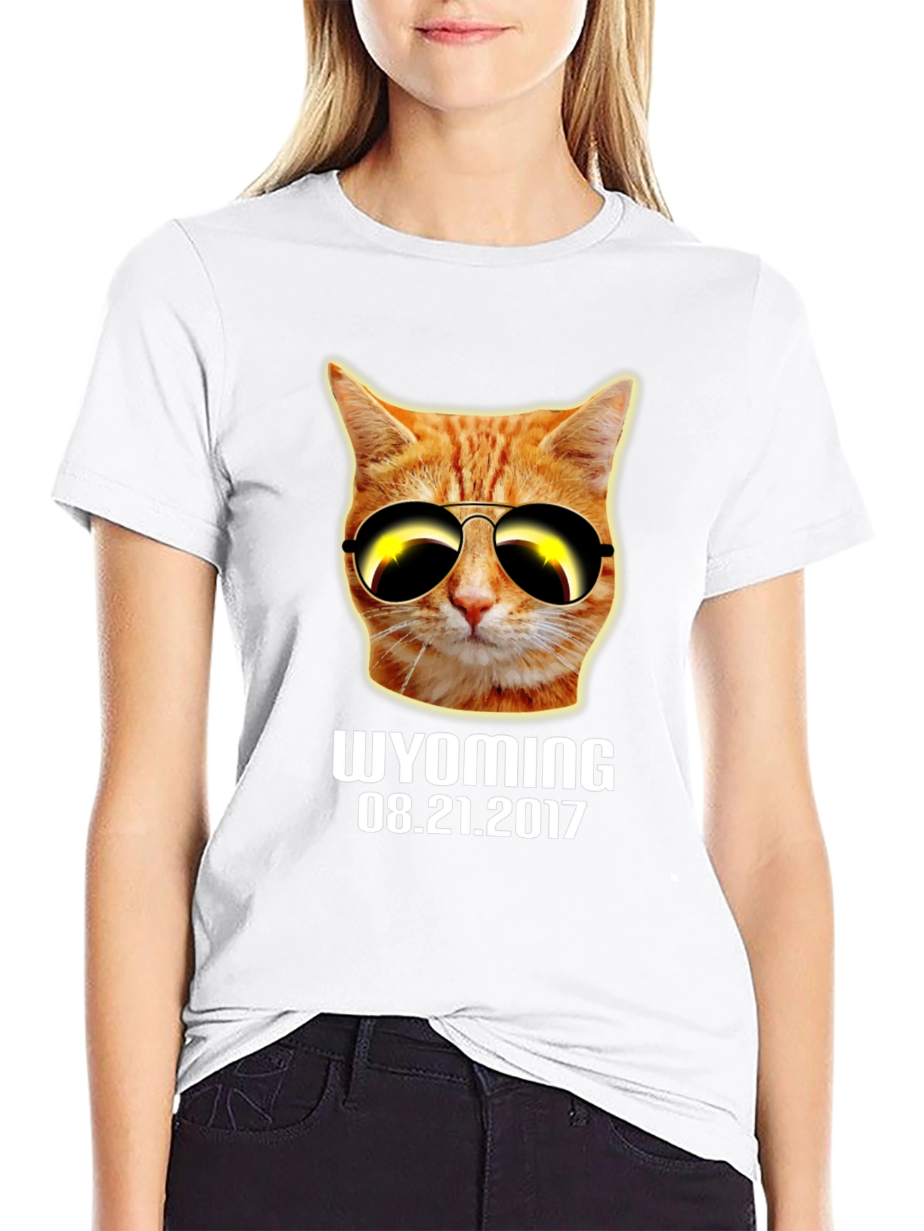 Wyoming 2017 Total Solar Eclipse Cat T-Shirt