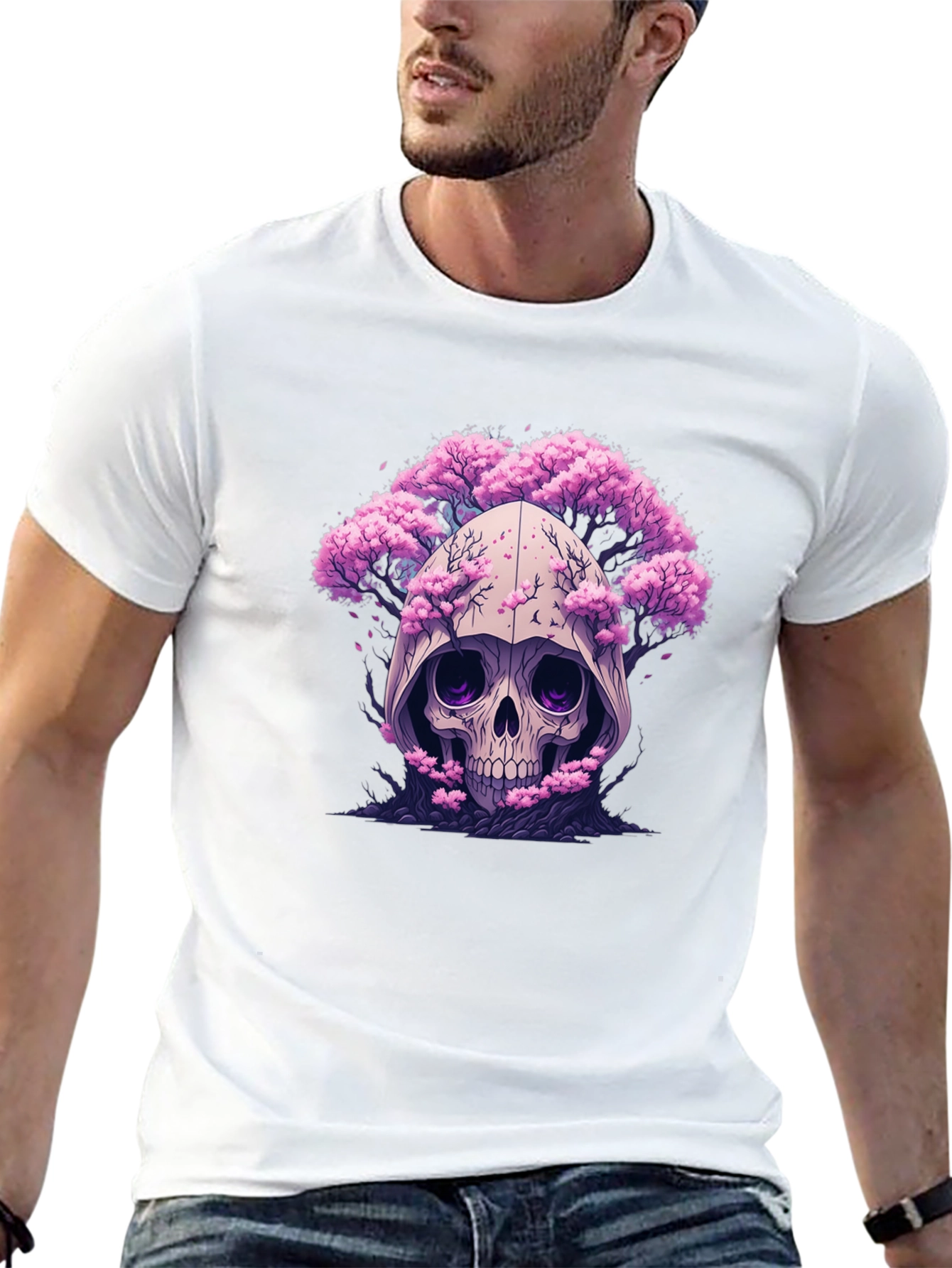 Skull & Cherry Blossom Graphic Tee