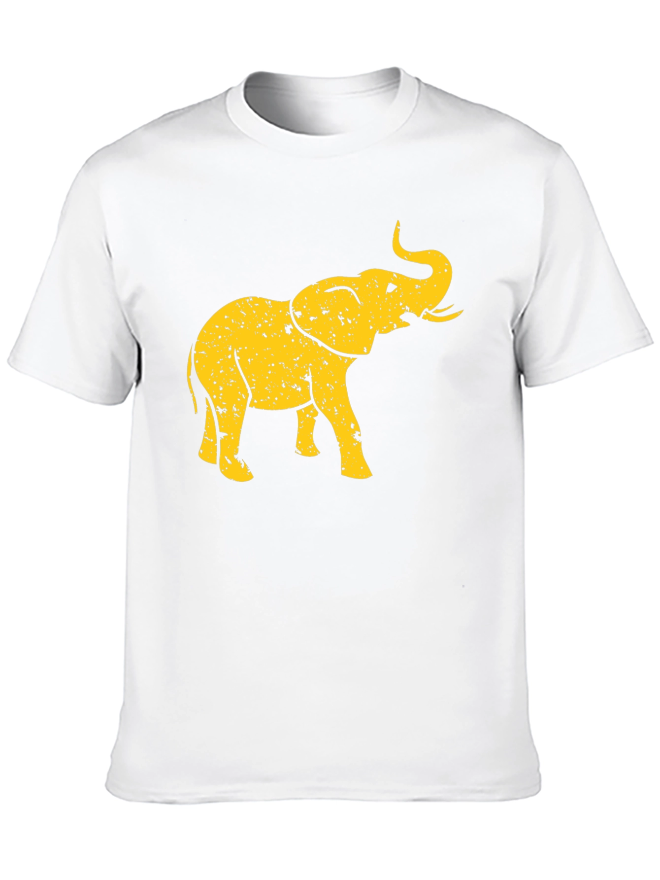 Black T-Shirt with Distressed Gold Elephant Graphic