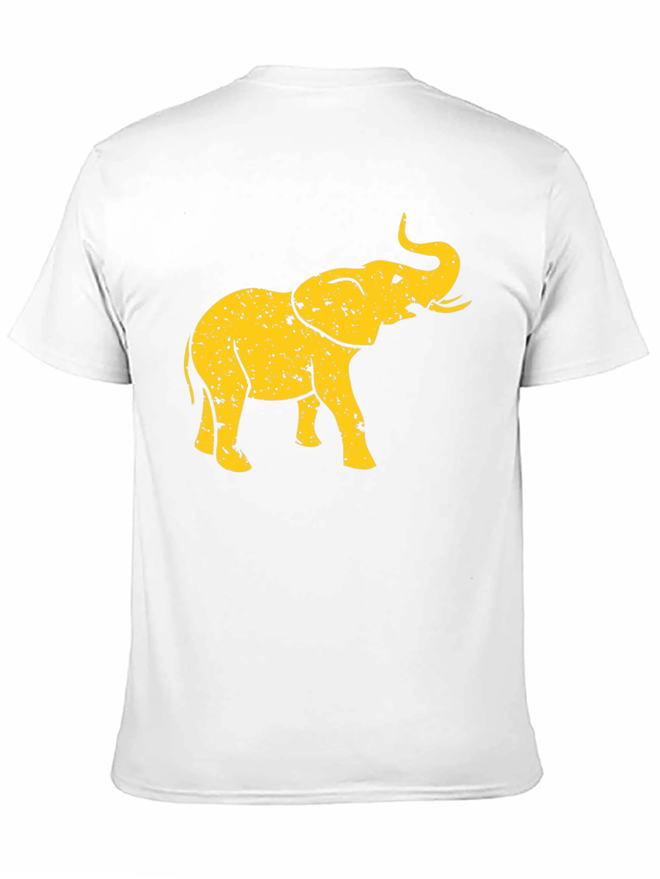 Black T-Shirt with Distressed Gold Elephant Graphic