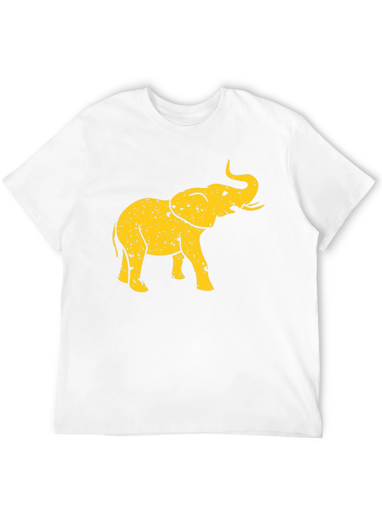 Black T-Shirt with Distressed Gold Elephant Graphic
