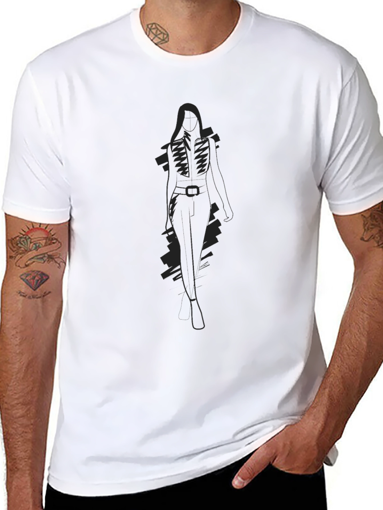 Dark Silhouette Graphic Tee - Sleek Black Cotton Shirt