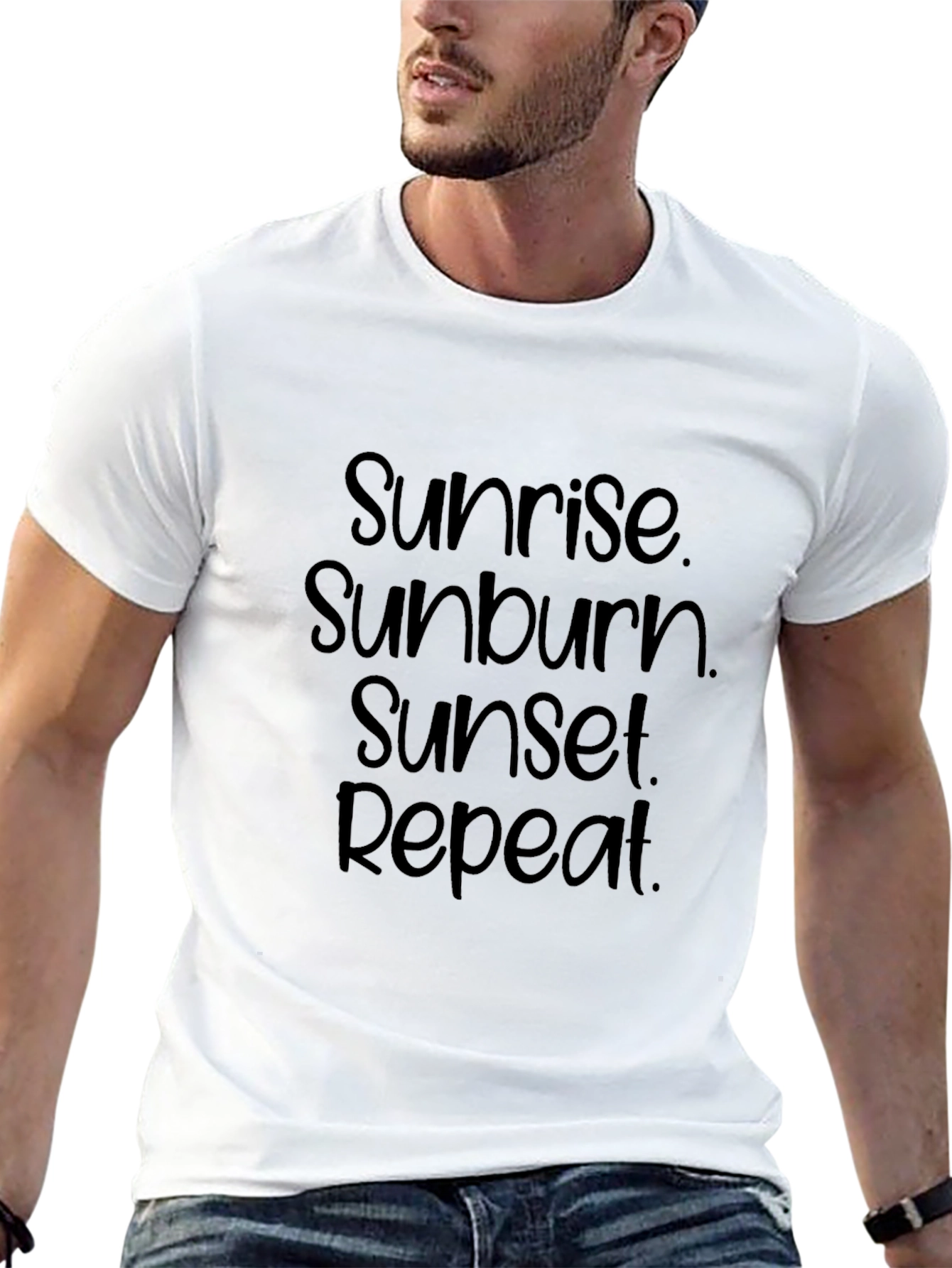 Sunrise Sunburn Sunset Repeat Black T-Shirt