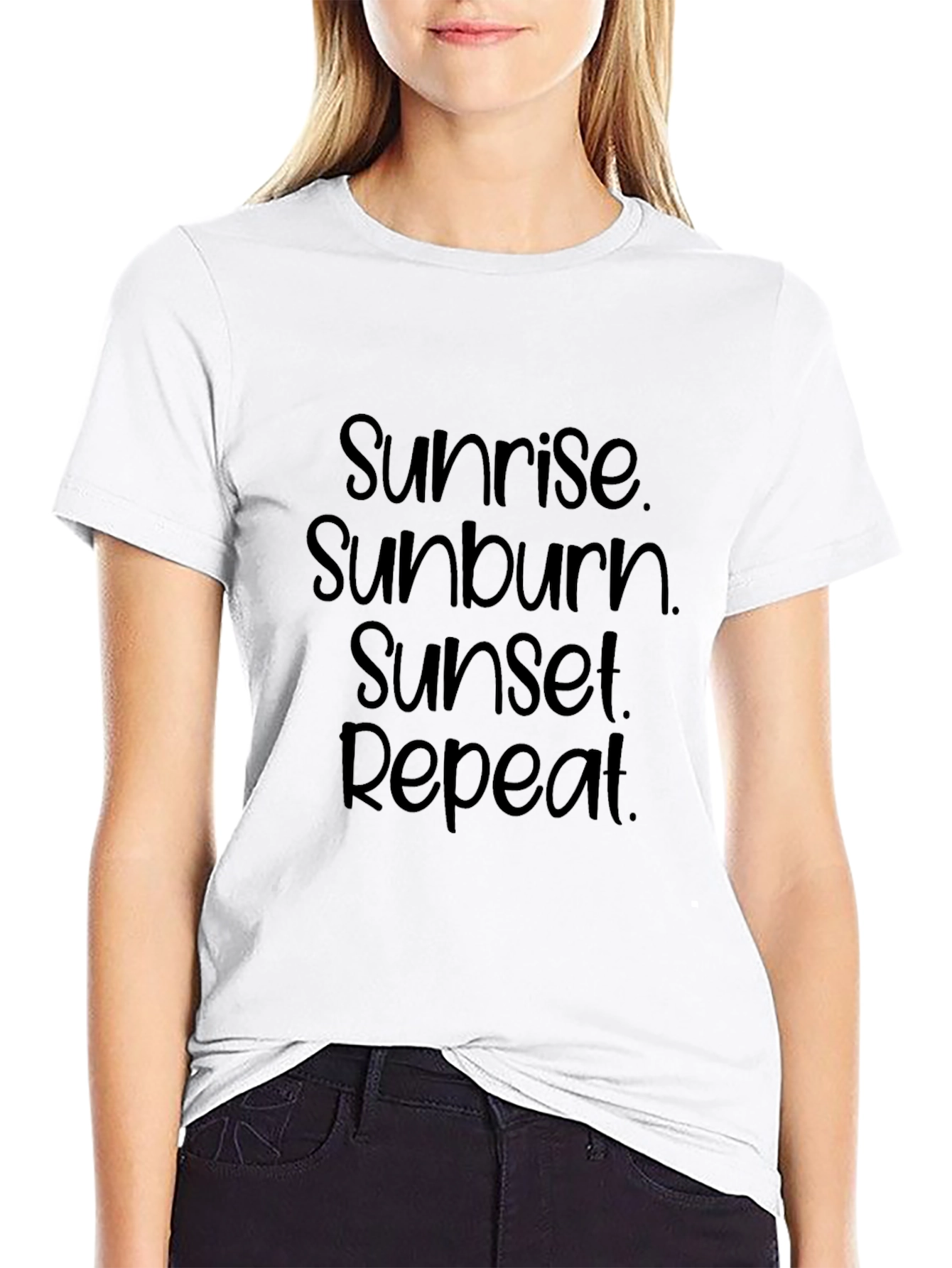 Sunrise Sunburn Sunset Repeat Black T-Shirt