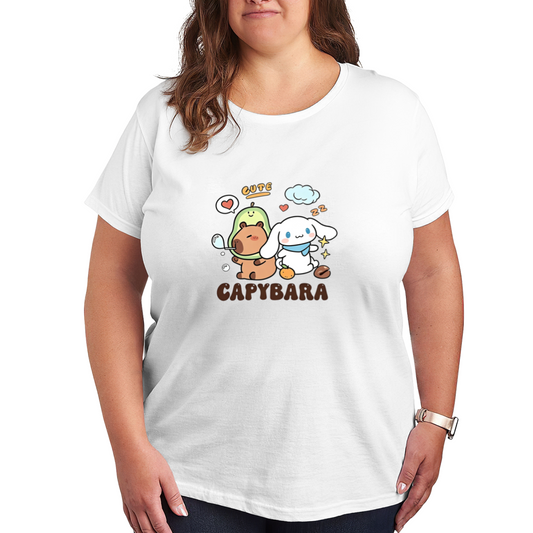 Fun Capybara & Cinnamoroll Co?Branded Plus?Size Graphic Tee