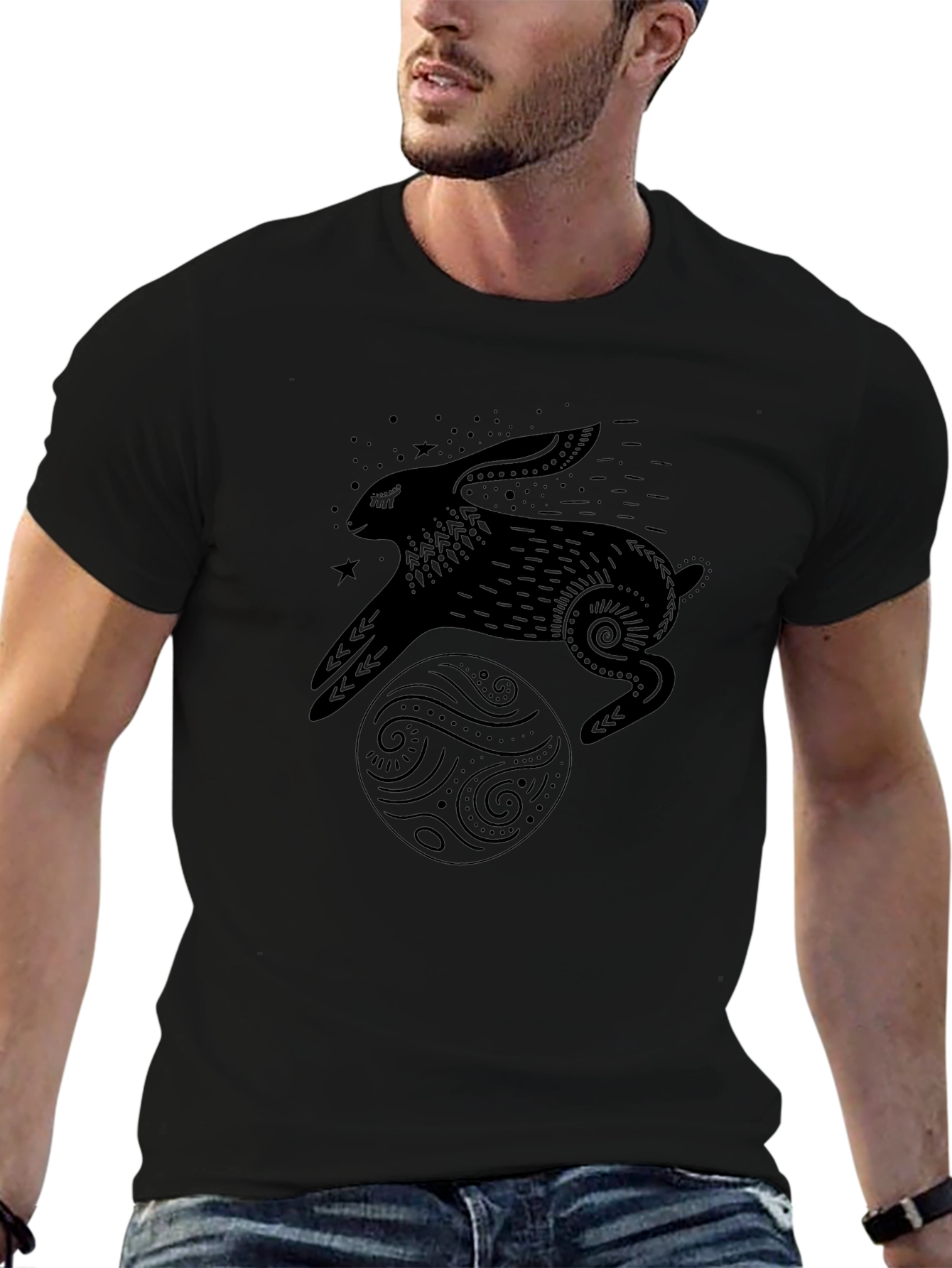 Rabbit & Moon Graphic Tee - Black