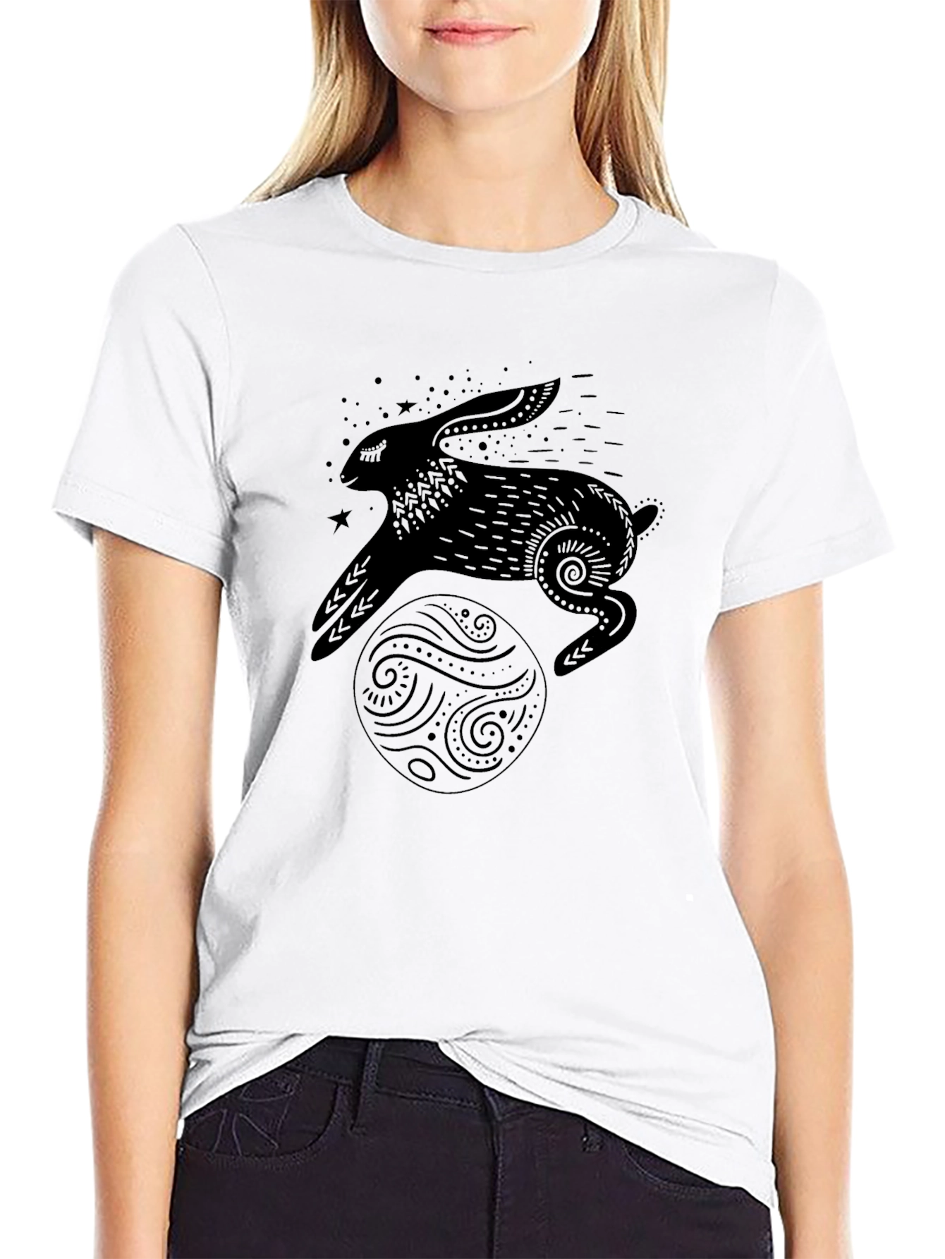 Rabbit & Moon Graphic Tee - Black