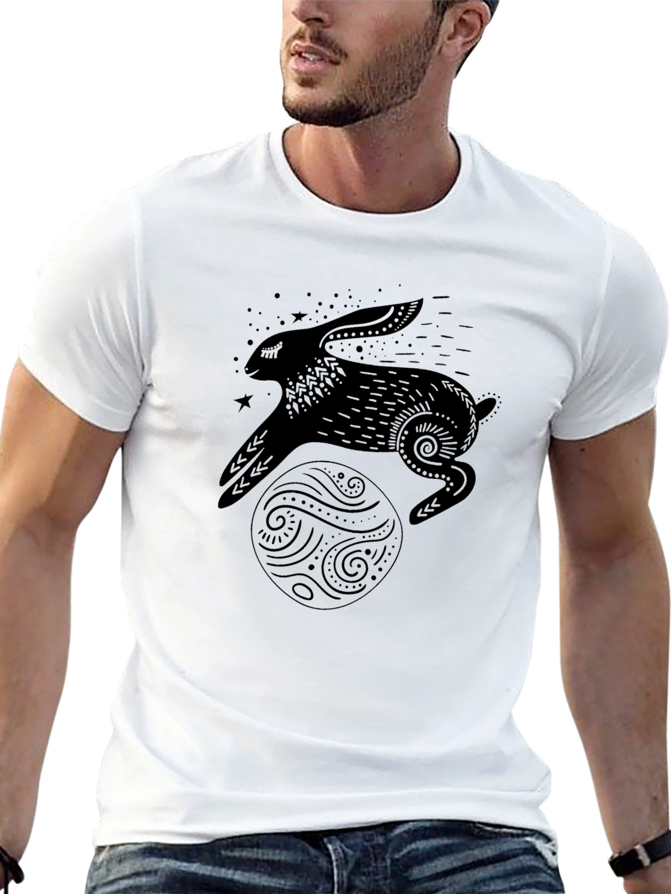 Rabbit & Moon Graphic Tee - Black