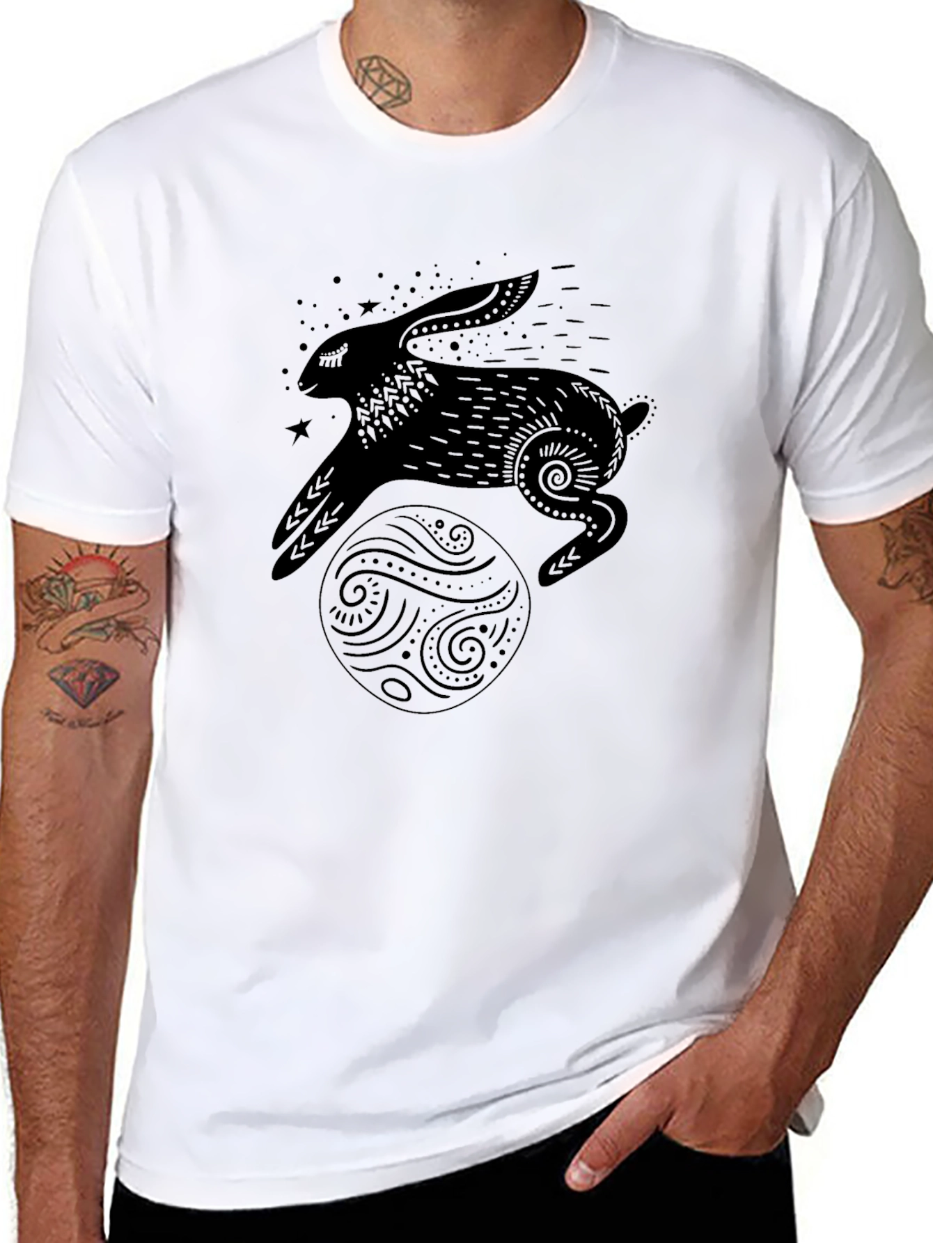 Rabbit & Moon Graphic Tee - Black