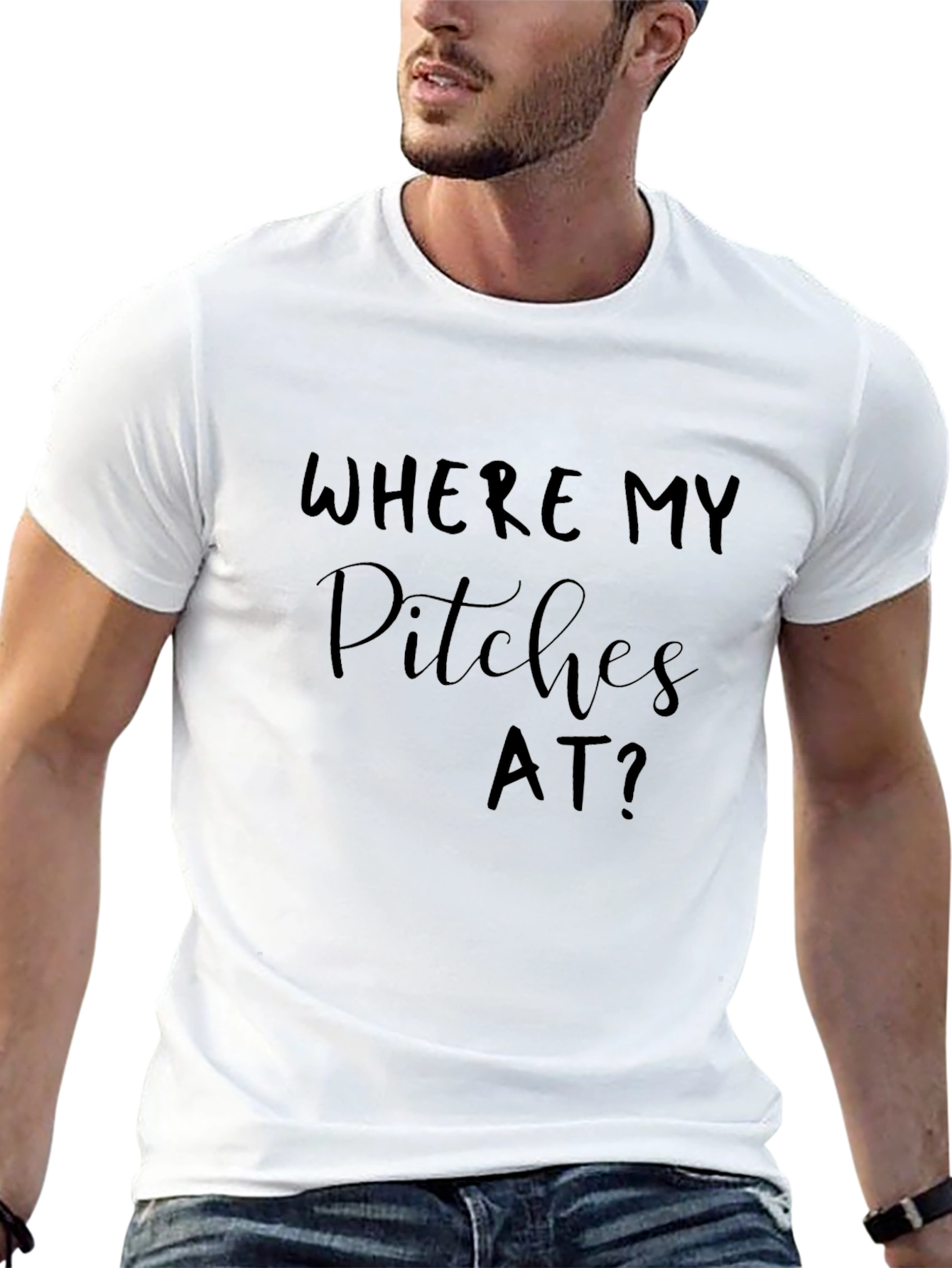 Where My Pitches At? Black Graphic T-Shirt
