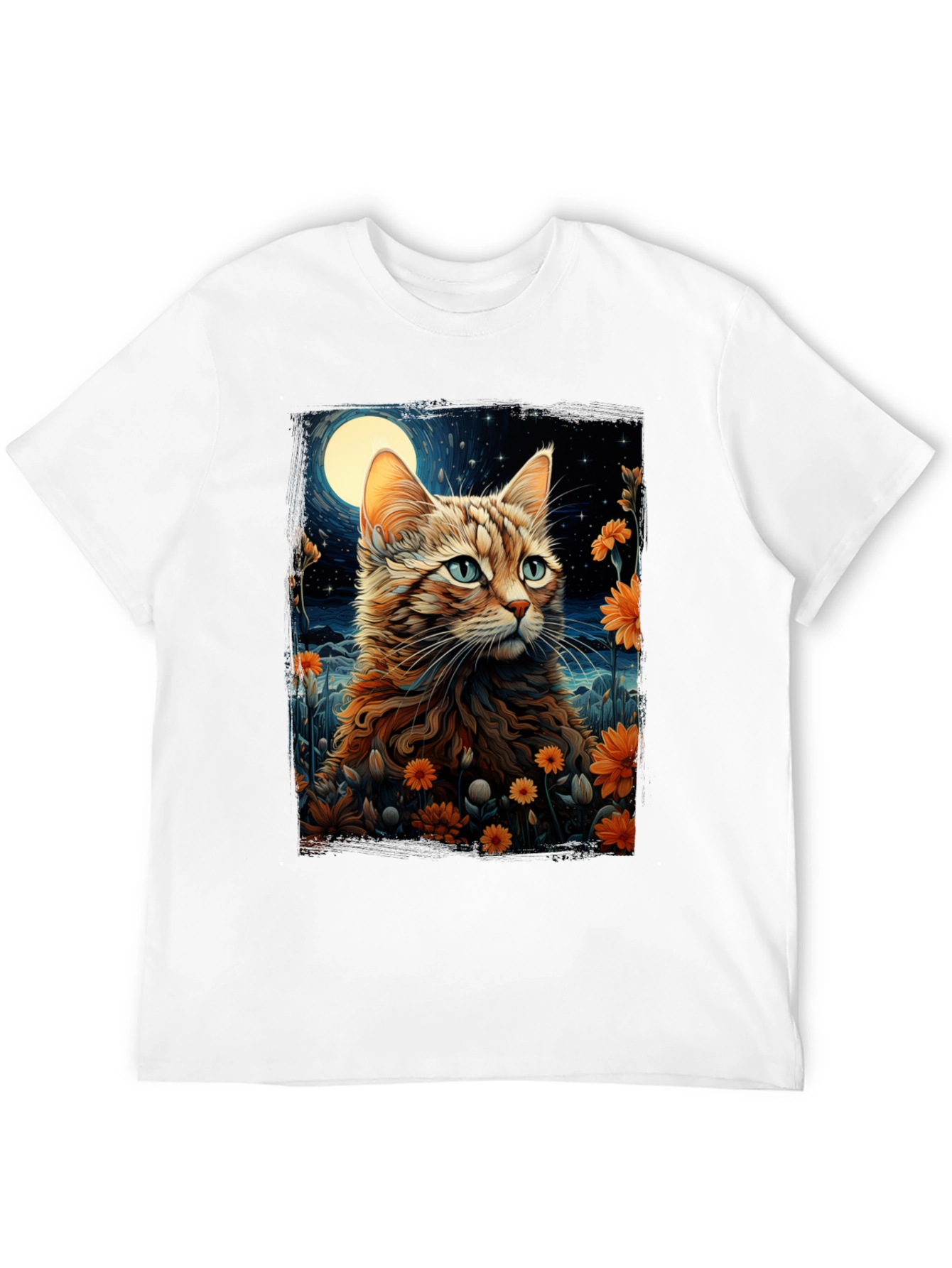 Moonlit Cat Graphic Tee - Stylish Comfort