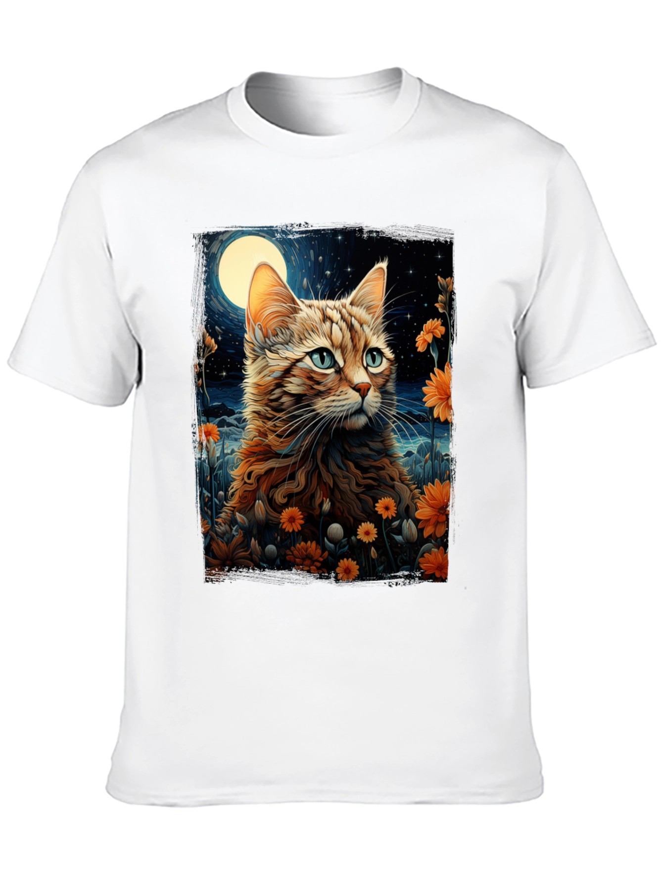 Moonlit Cat Graphic Tee - Stylish Comfort