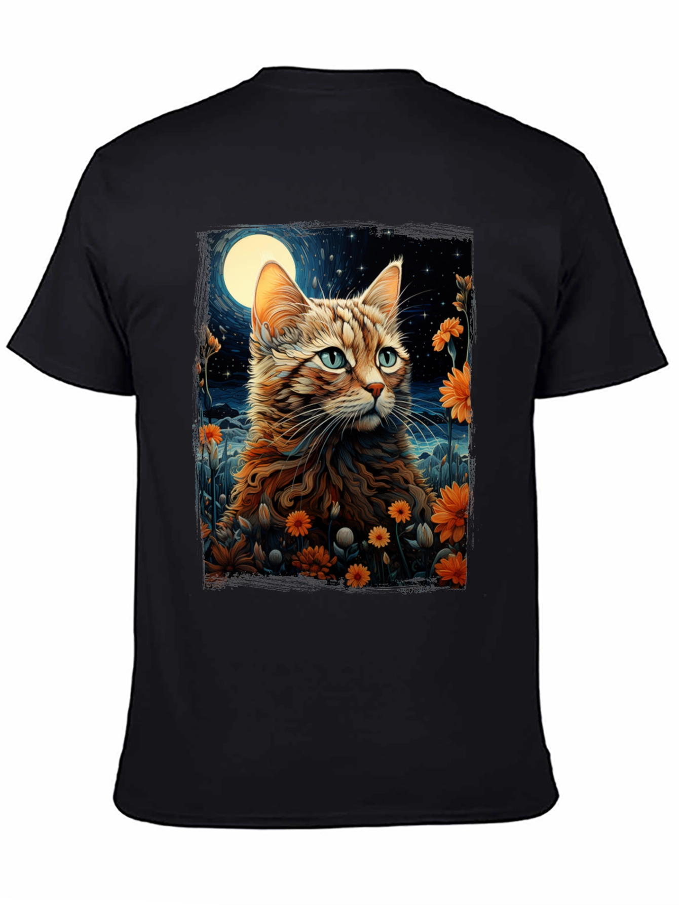 Moonlit Cat Graphic Tee - Stylish Comfort