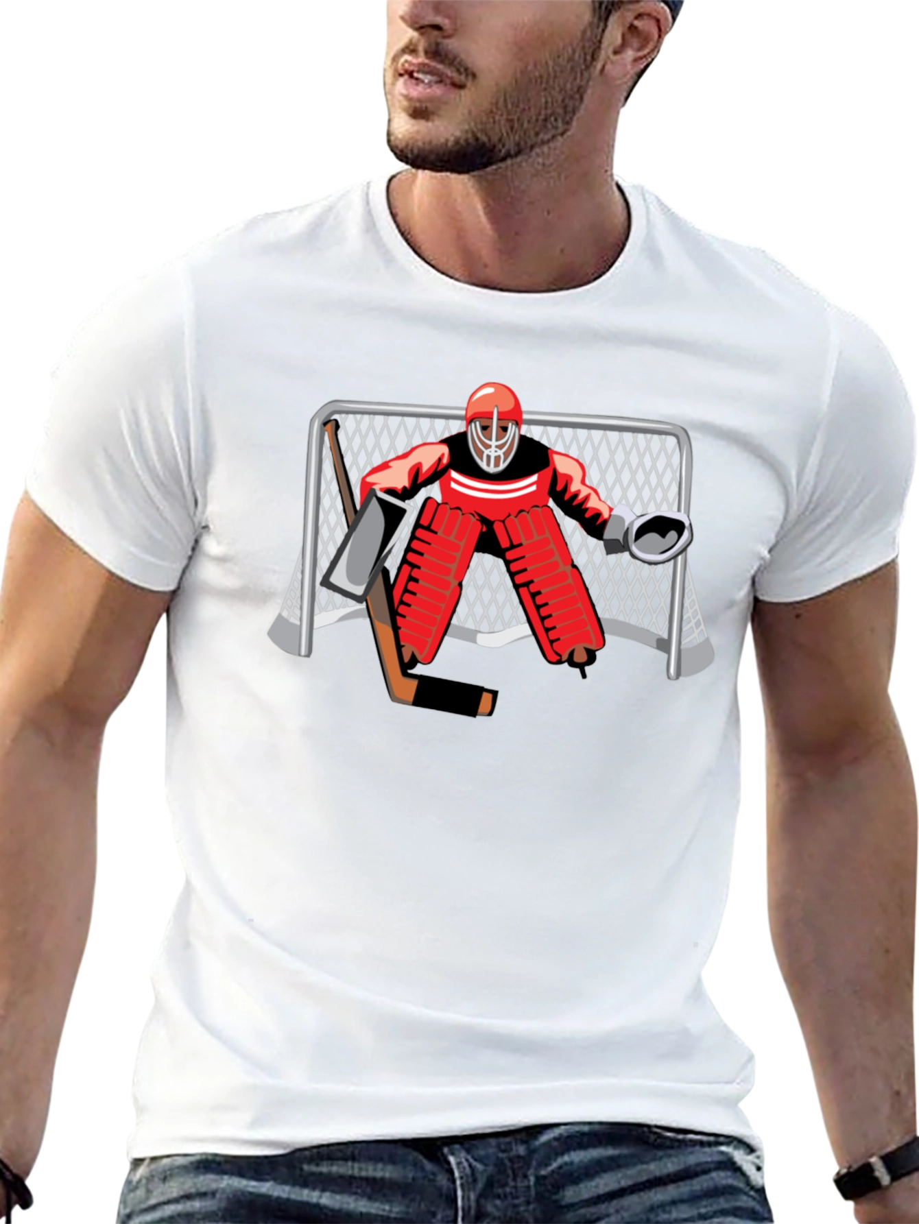 Hockey Goalie Graphic T-Shirt - Black