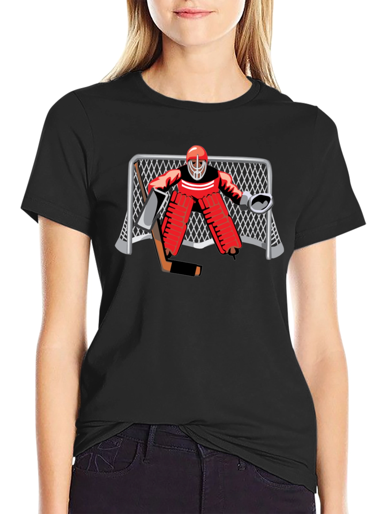 Hockey Goalie Graphic T-Shirt - Black
