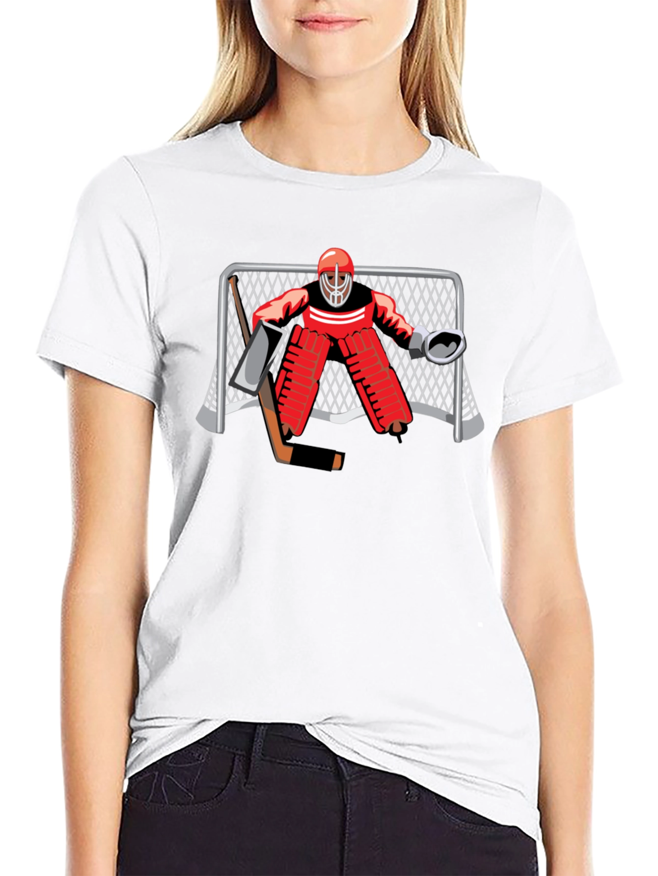 Hockey Goalie Graphic T-Shirt - Black