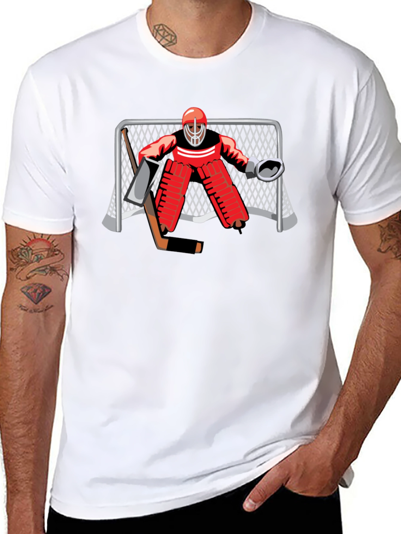 Hockey Goalie Graphic T-Shirt - Black