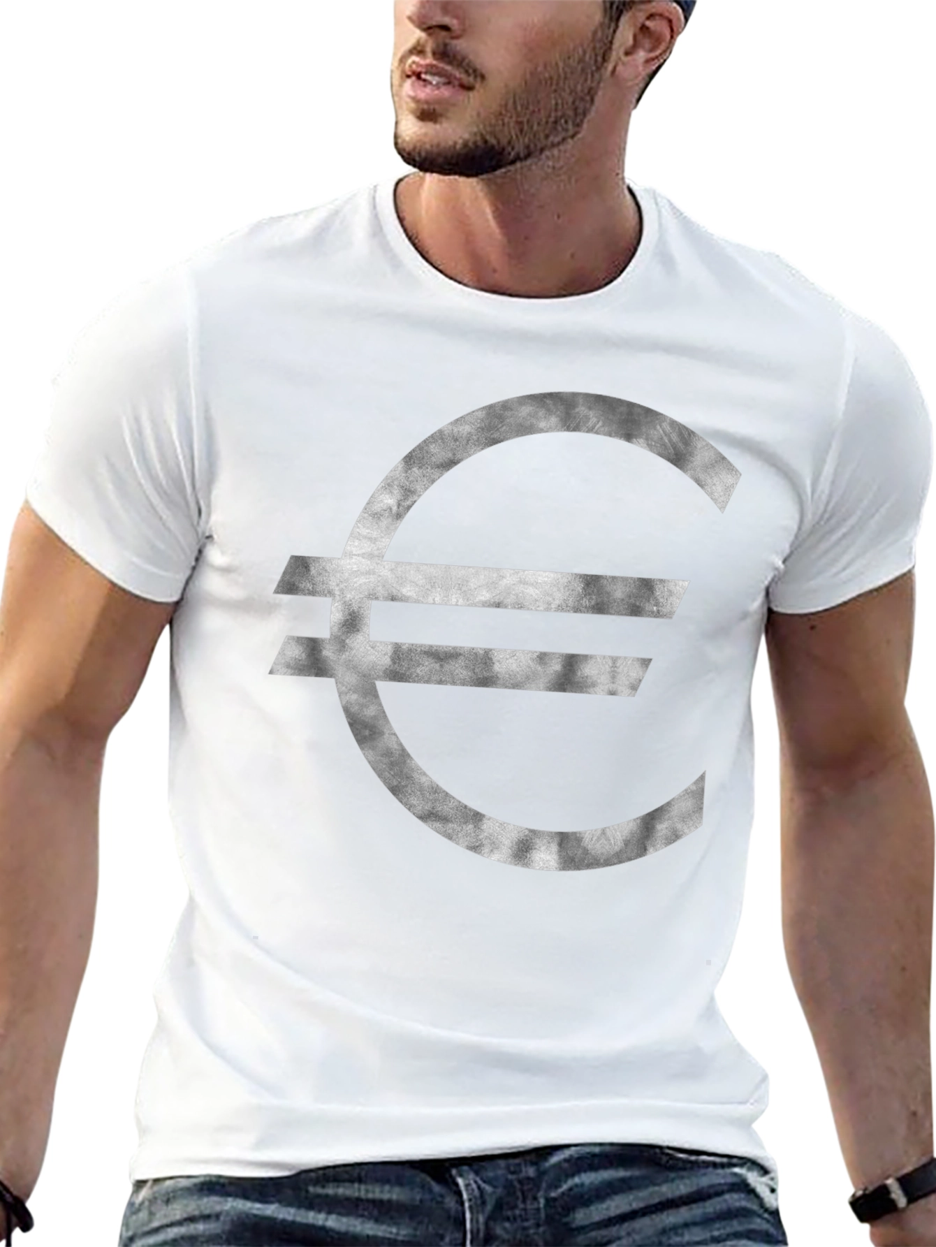 Euro Symbol Graphic Tee - Stylish Black T-Shirt