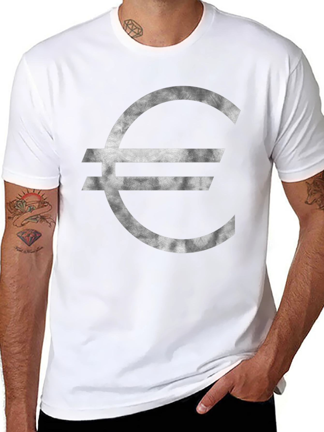 Euro Symbol Graphic Tee - Stylish Black T-Shirt