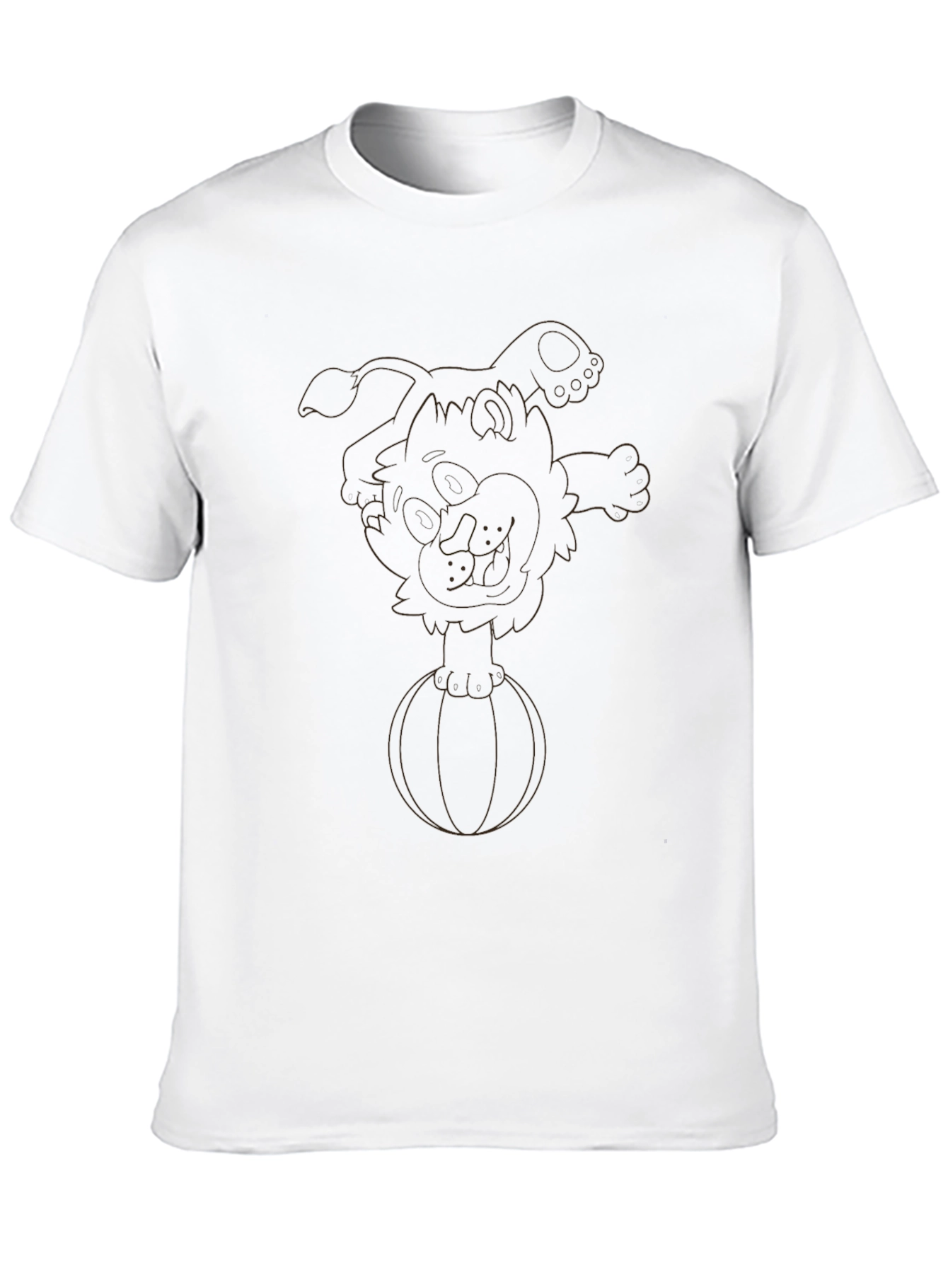 Black T-Shirt with Cartoon Dog on Ball Design