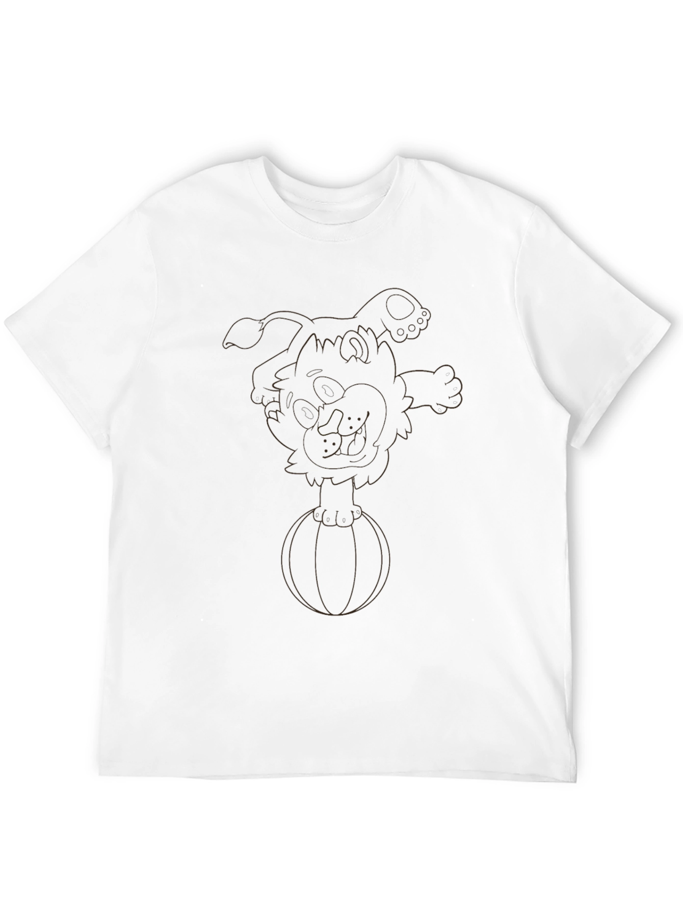 Black T-Shirt with Cartoon Dog on Ball Design