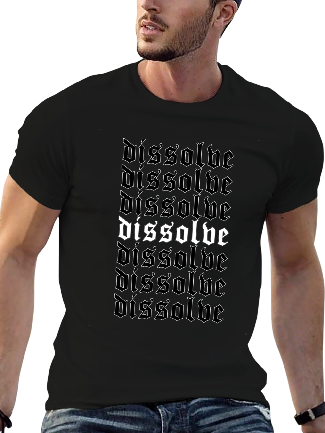 Dissolve Gothic Text Black Graphic T-Shirt