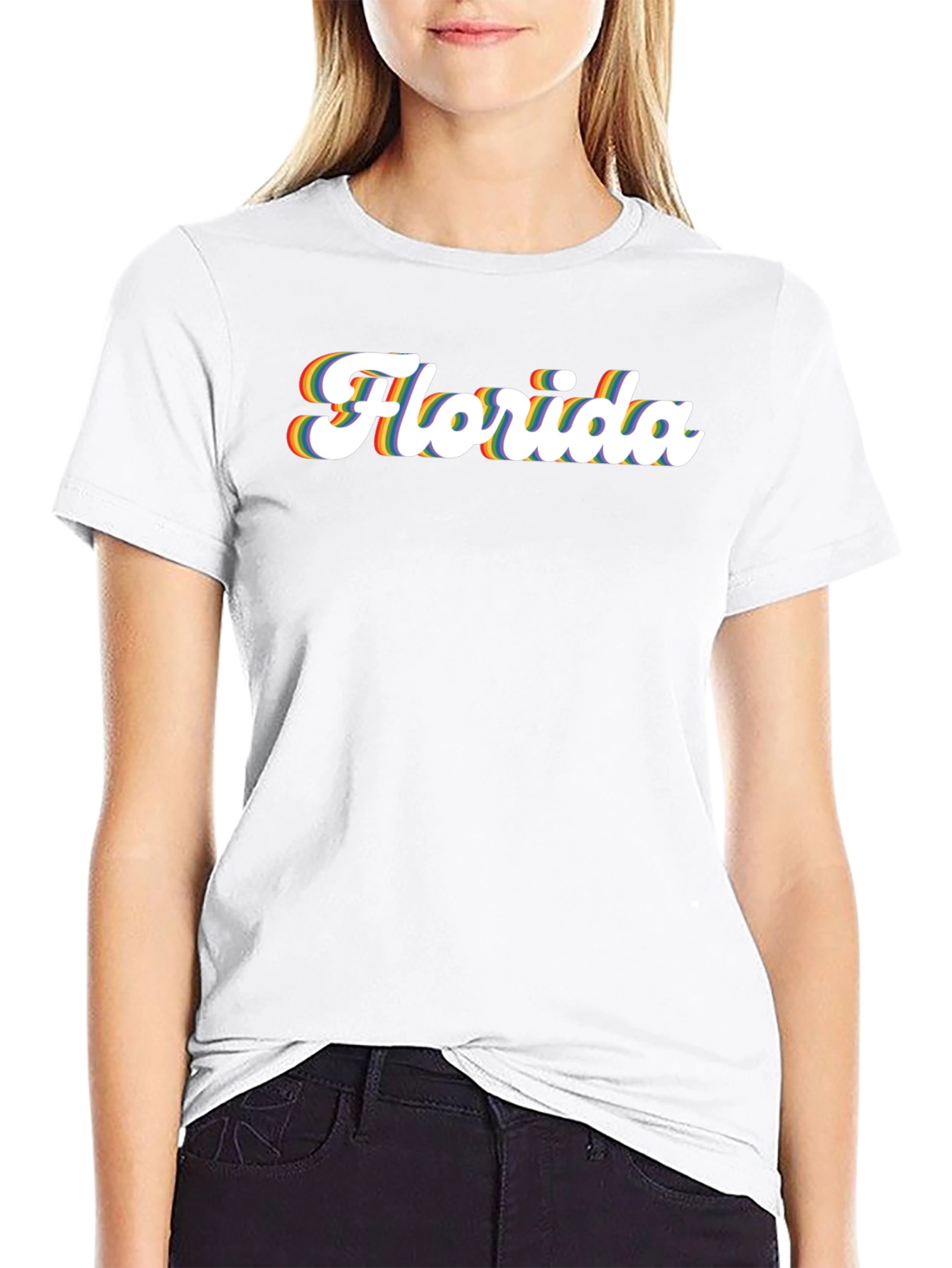 Florida Pride T-Shirt - Retro Rainbow Text Design