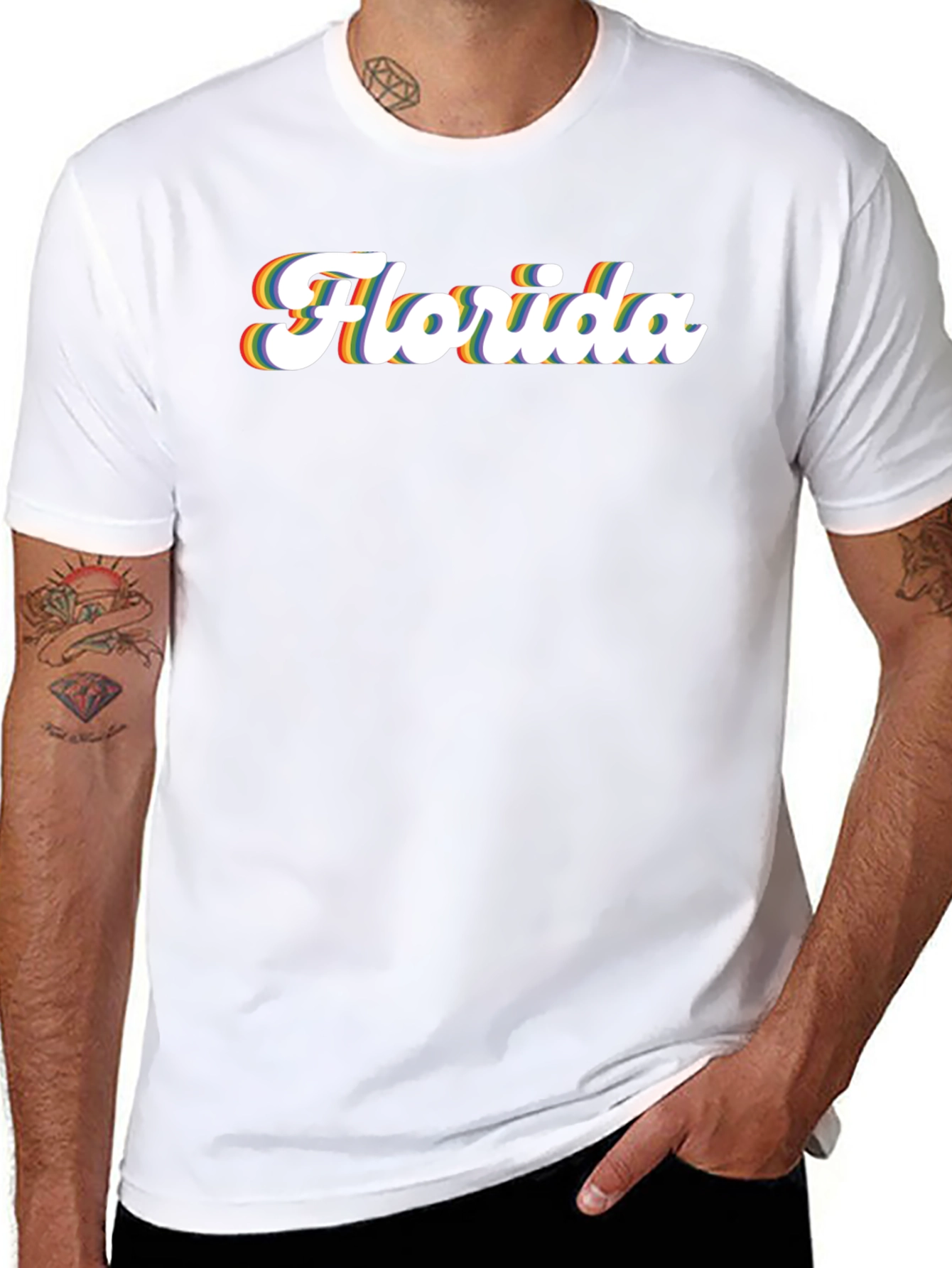 Florida Pride T-Shirt - Retro Rainbow Text Design