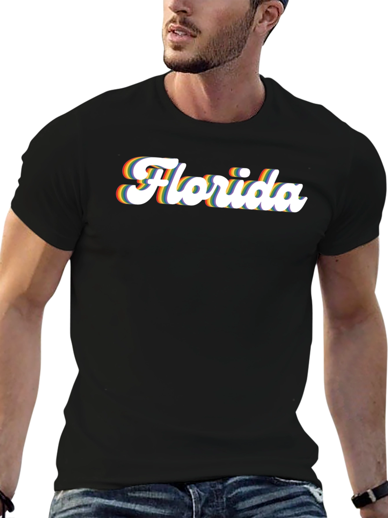 Florida Pride T-Shirt - Retro Rainbow Text Design