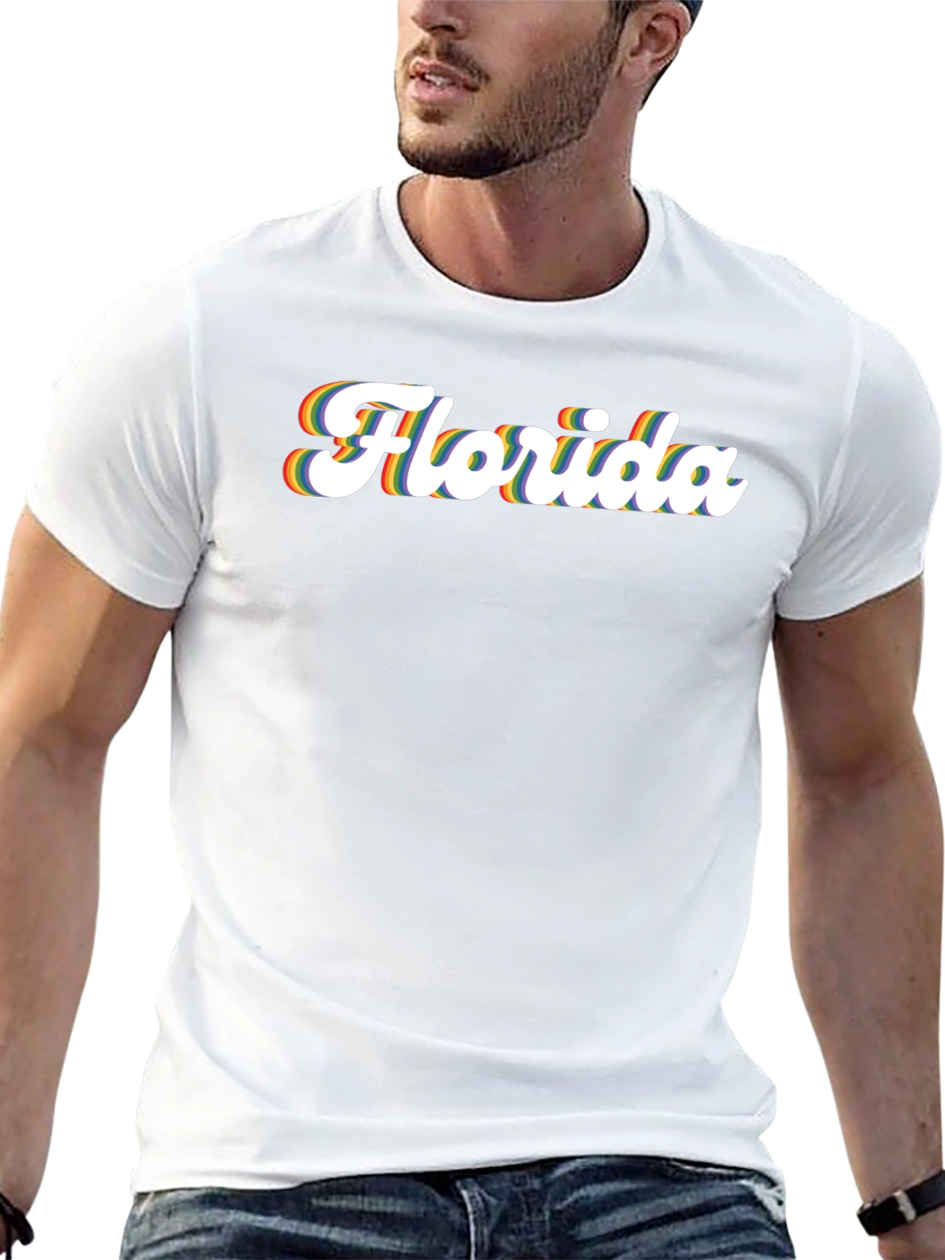 Florida Pride T-Shirt - Retro Rainbow Text Design