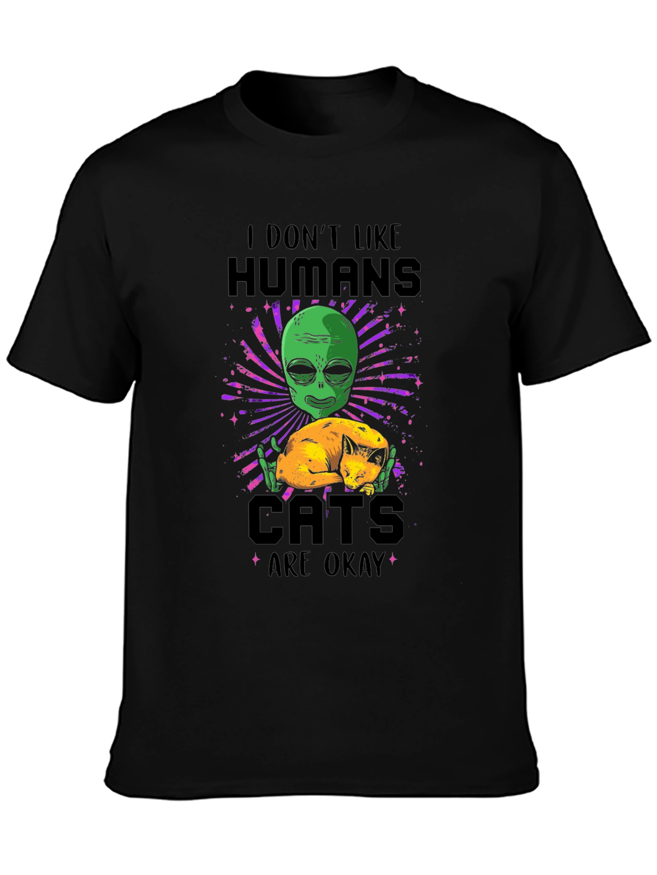 I Dont Like Humans Alien Cats T-Shirt