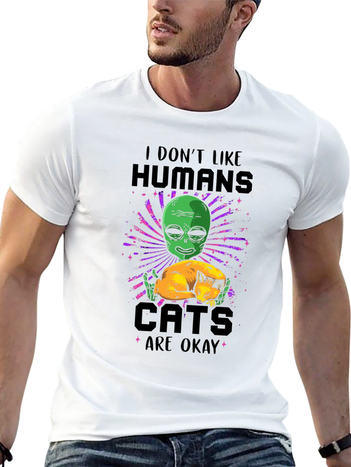I Dont Like Humans Alien Cats T-Shirt