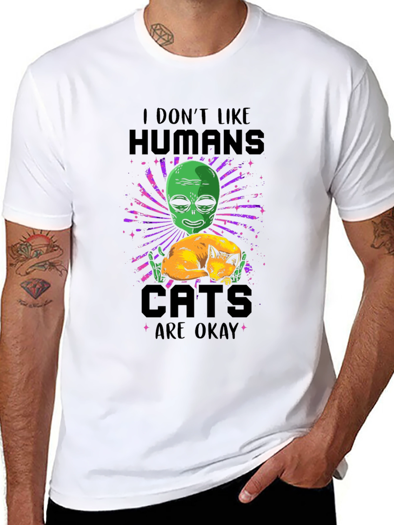 I Dont Like Humans Alien Cats T-Shirt