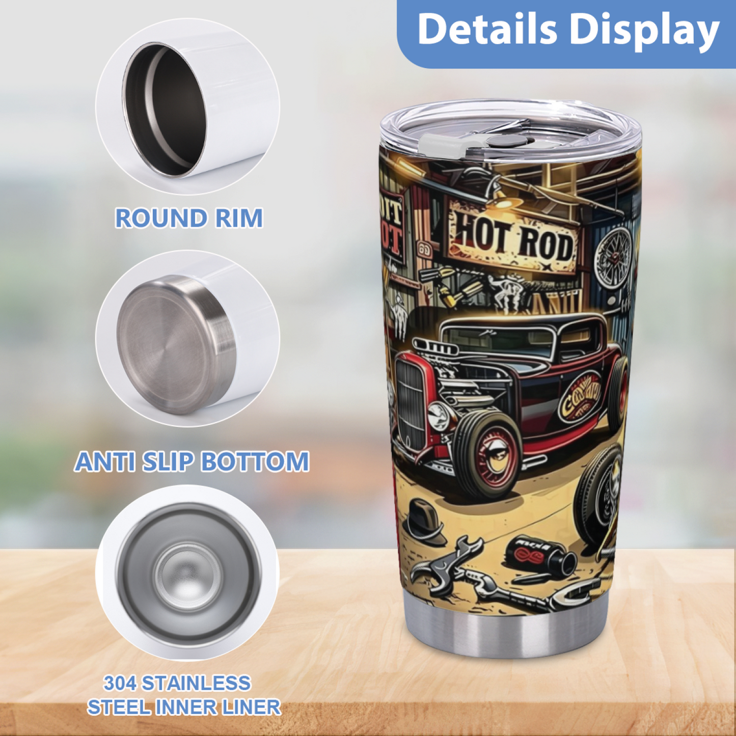 Retro Hot Rod Vintage Garage Workshop Car Lover Tumbler