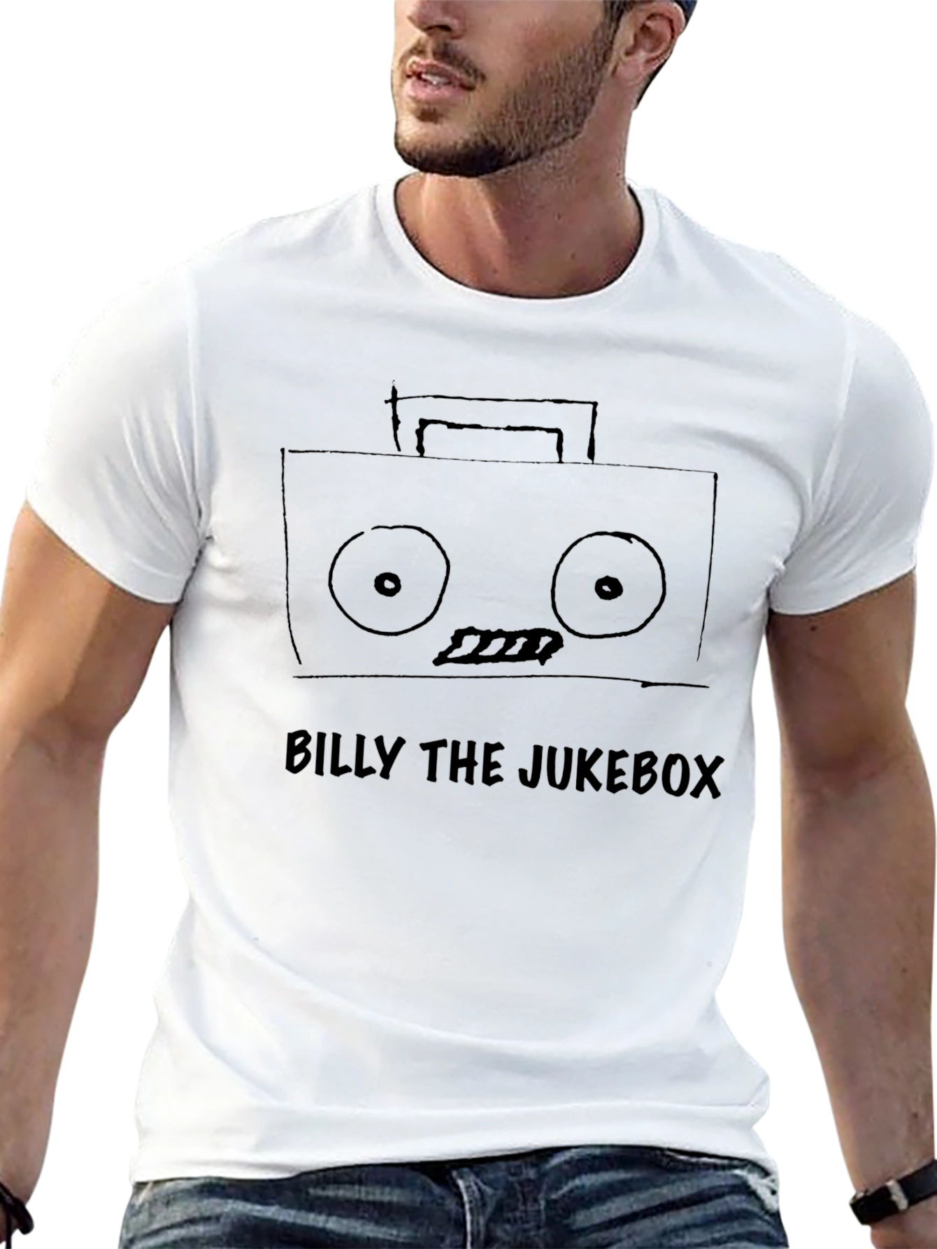 Billy The Jukebox Mens Black Graphic T-Shirt