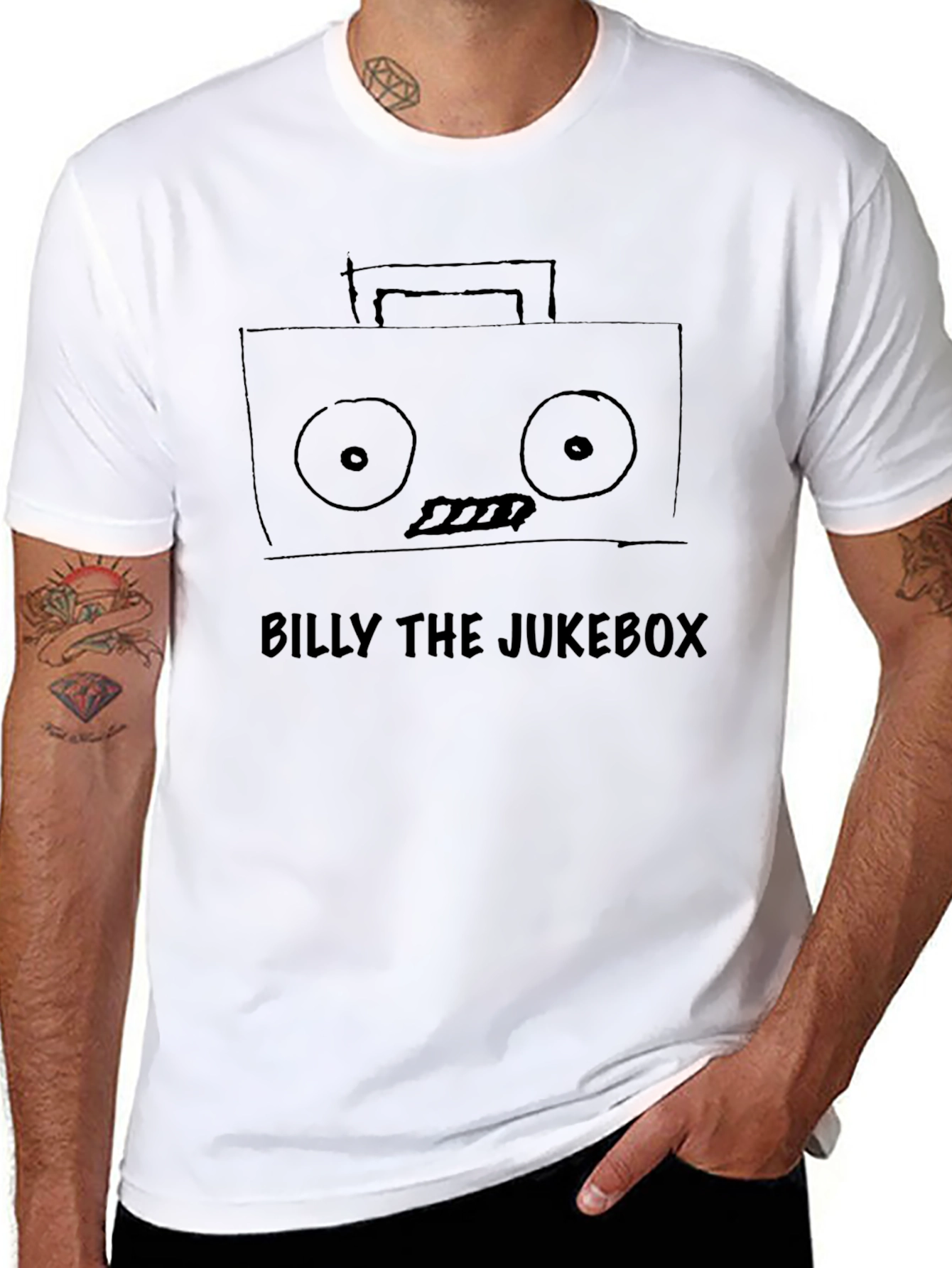 Billy The Jukebox Mens Black Graphic T-Shirt