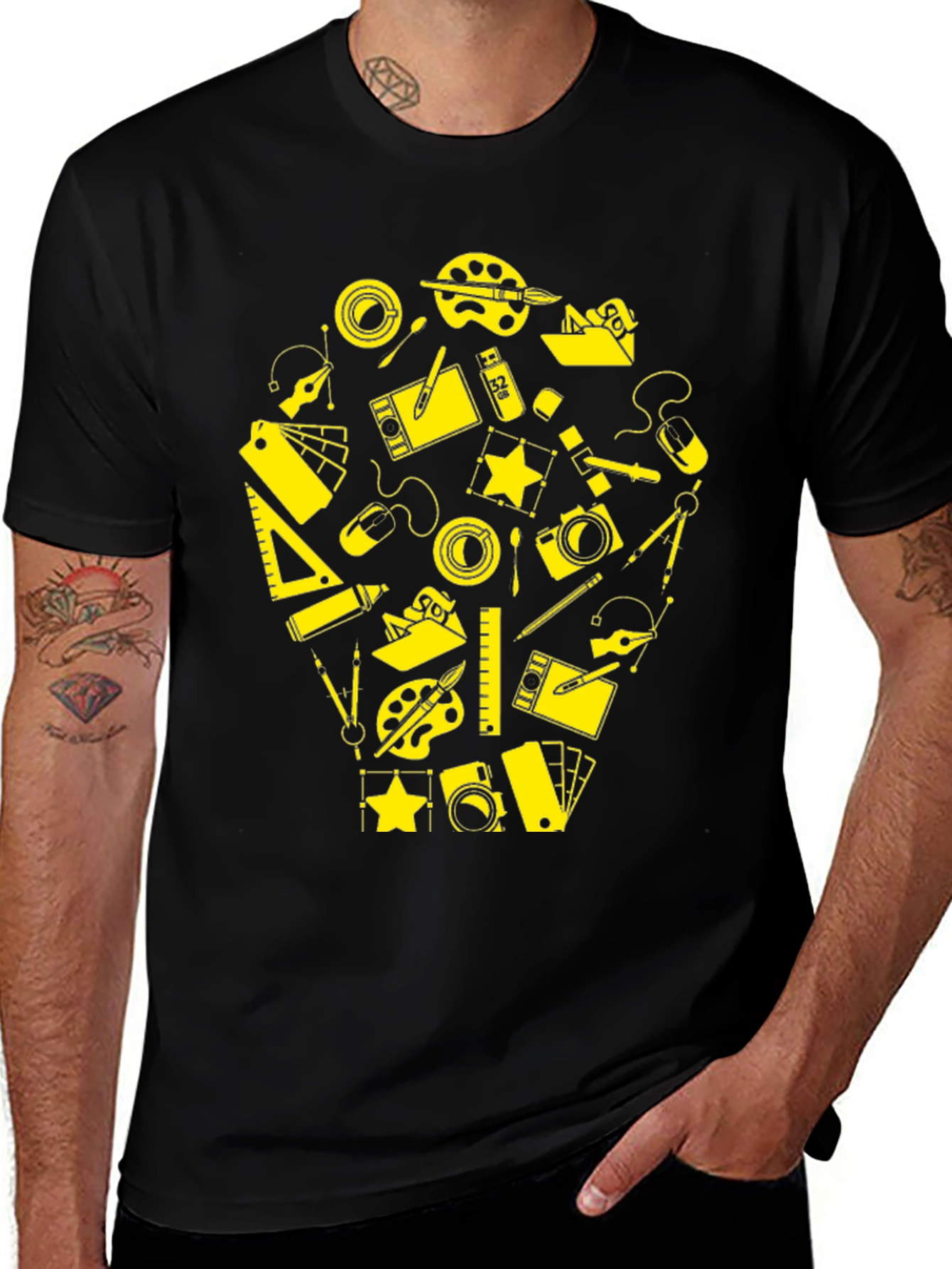 Creative Design Black T-Shirt