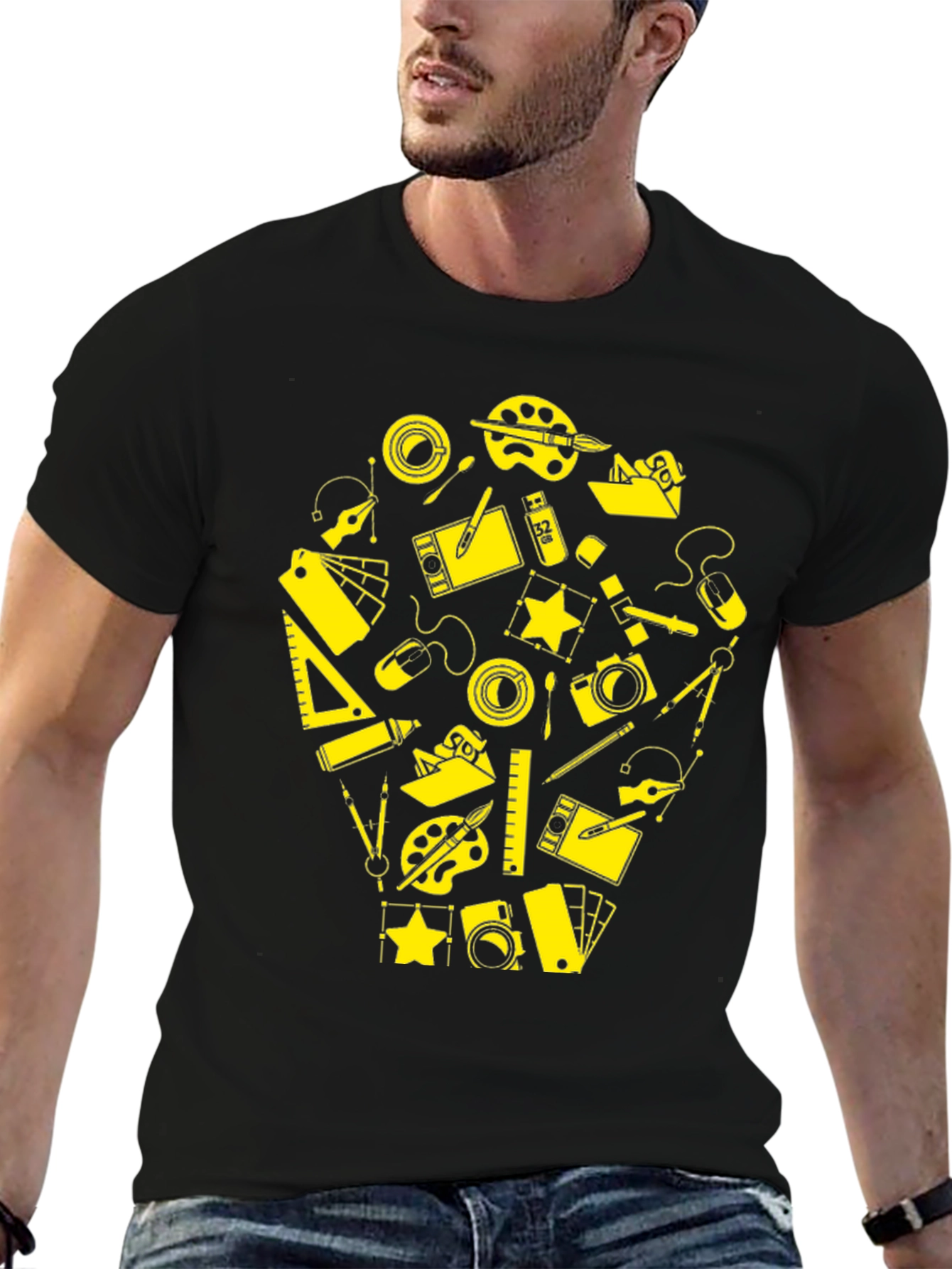 Creative Design Black T-Shirt