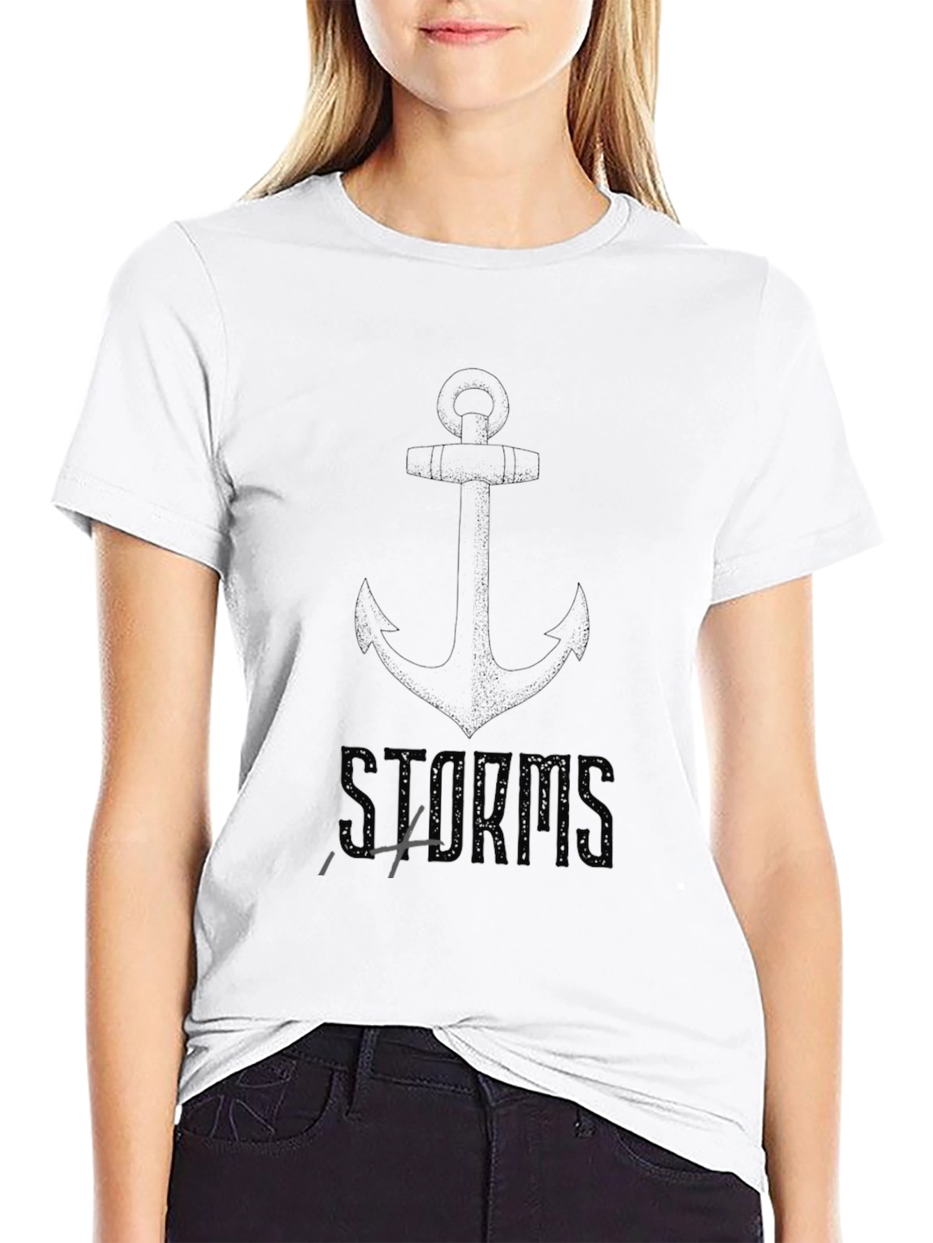 Storms Anchor Graphic Print Black T-Shirt