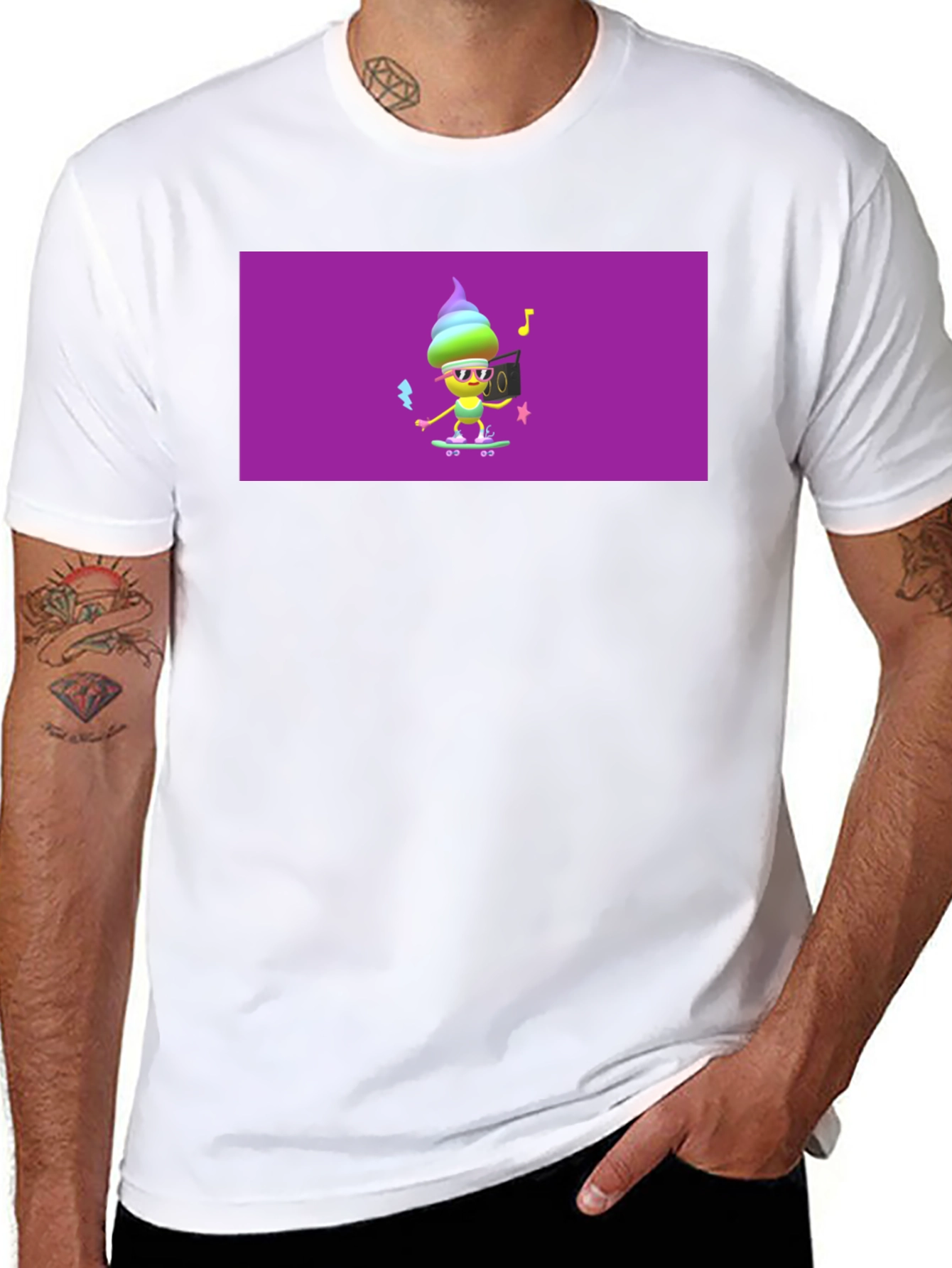Cool Ice Cream Skateboarder Graphic Tee