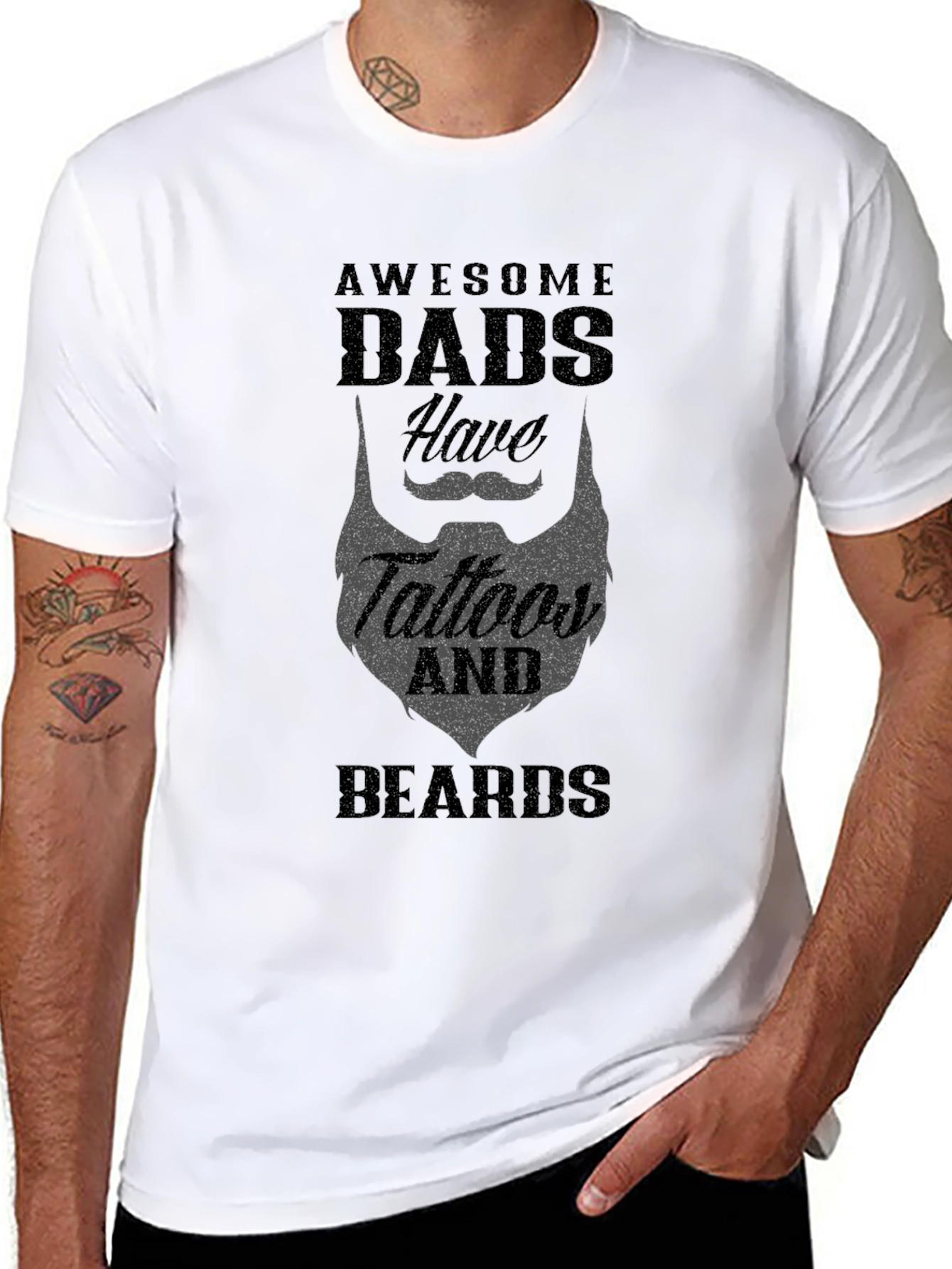 Awesome Dads Tattoos & Beards Graphic Tee